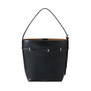 Black Belted Leather Tote Bag