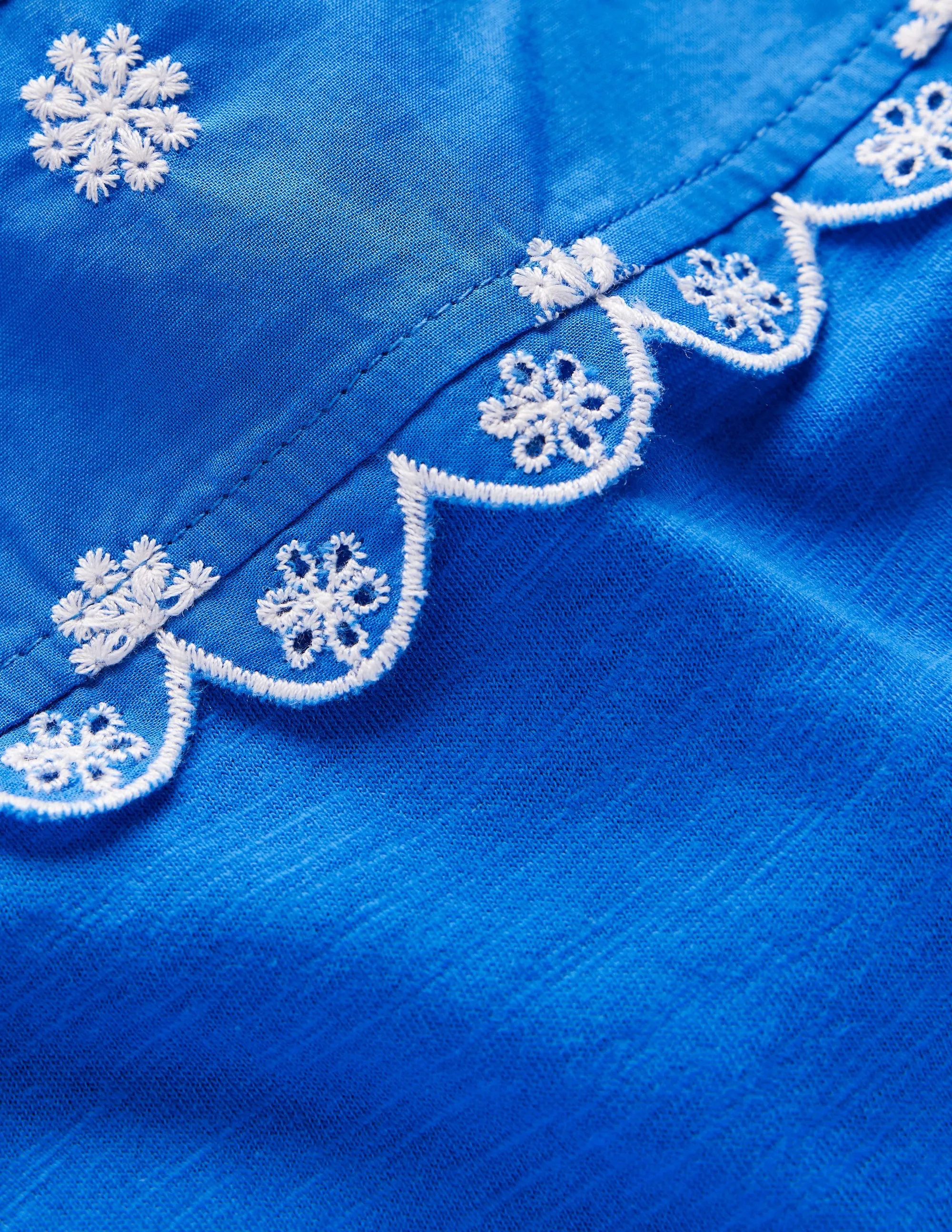 Broderie Sleeve Tee-Kingfisher Blue