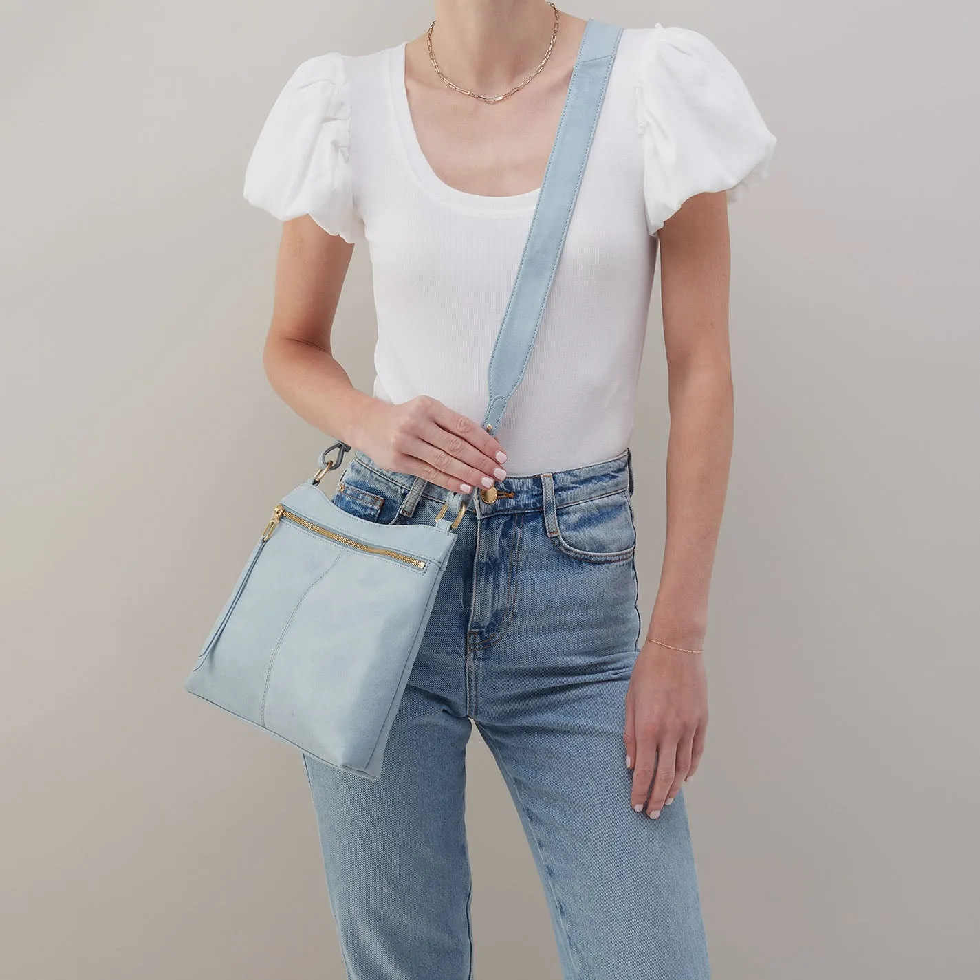 Cambel Crossbody In Buffed Leather - Sky