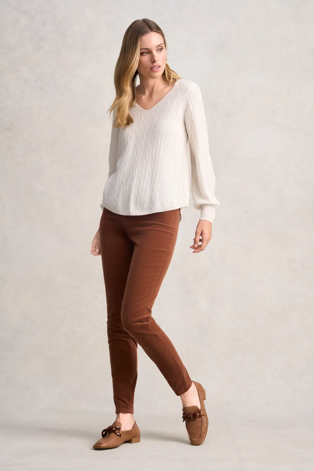 Cashmere Blouson Sleeve Jumper - Cream