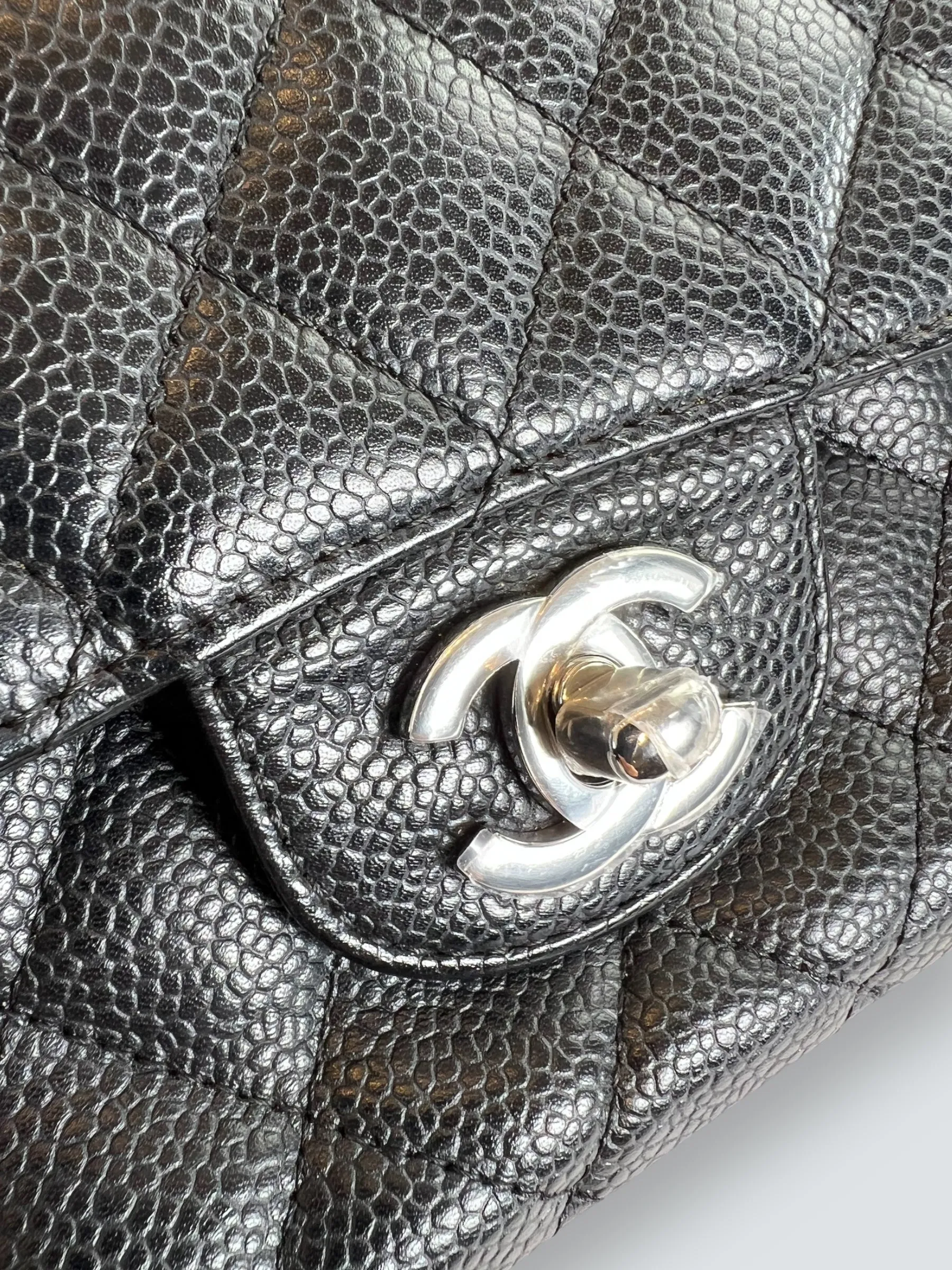 Chanel Black Caviar Leather Medium Classic Double Flap