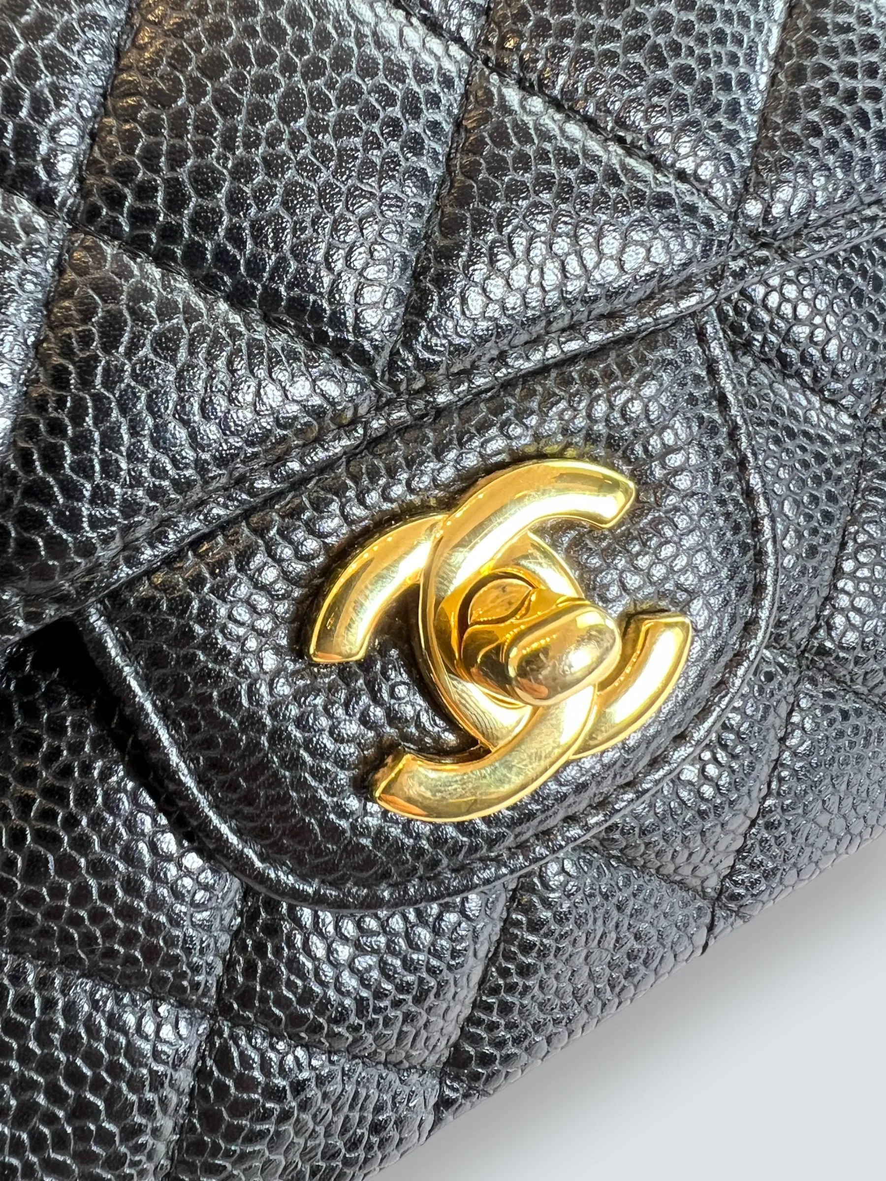 Chanel Black Caviar Leather Medium Classic Double Flap