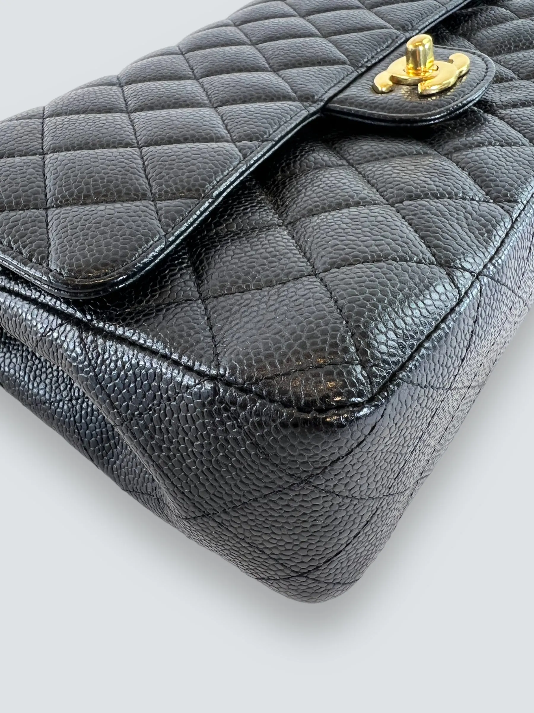 Chanel Black Caviar Leather Medium Classic Double Flap