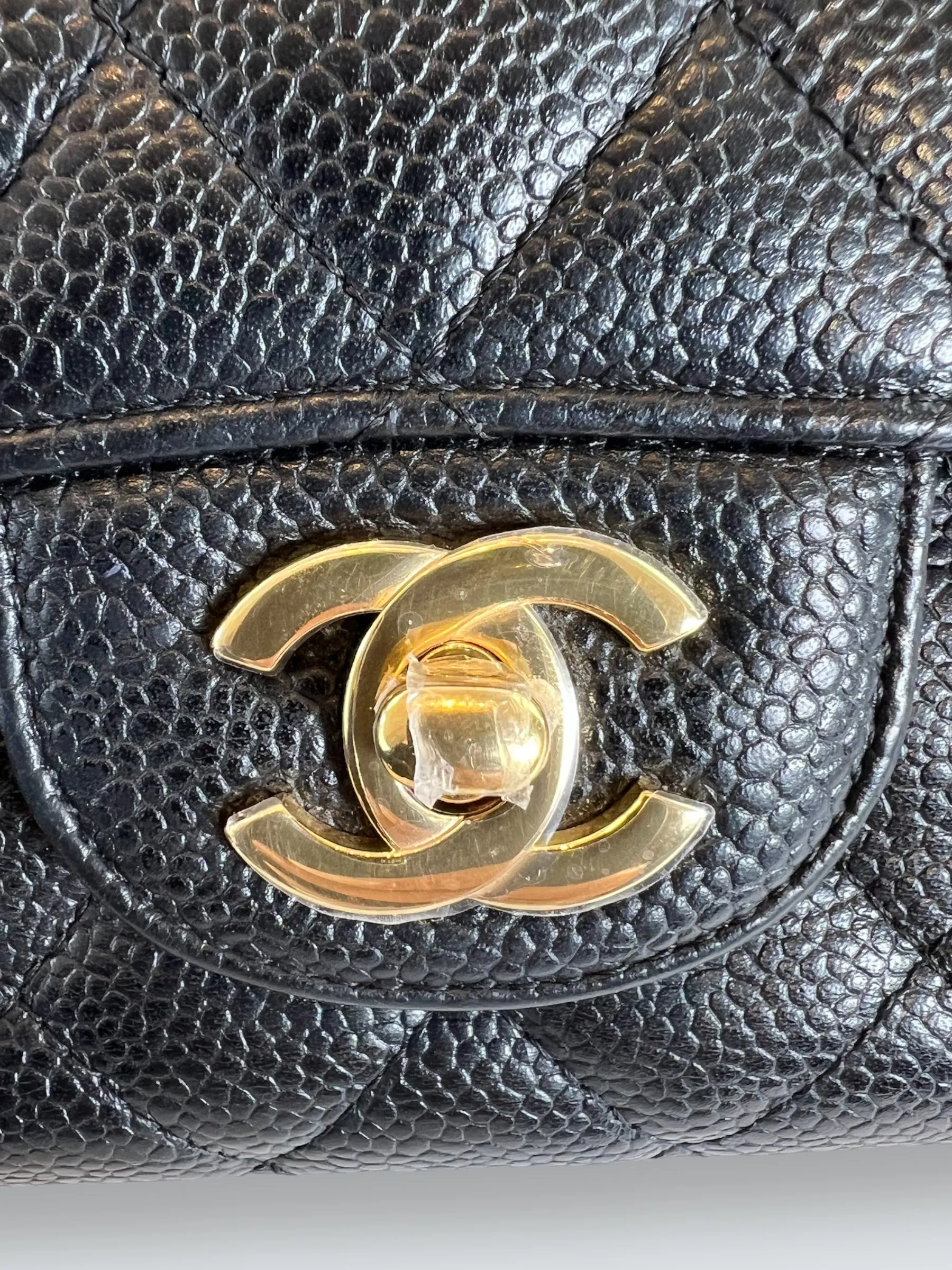 Chanel Black Caviar Leather Medium Classic Double Flap
