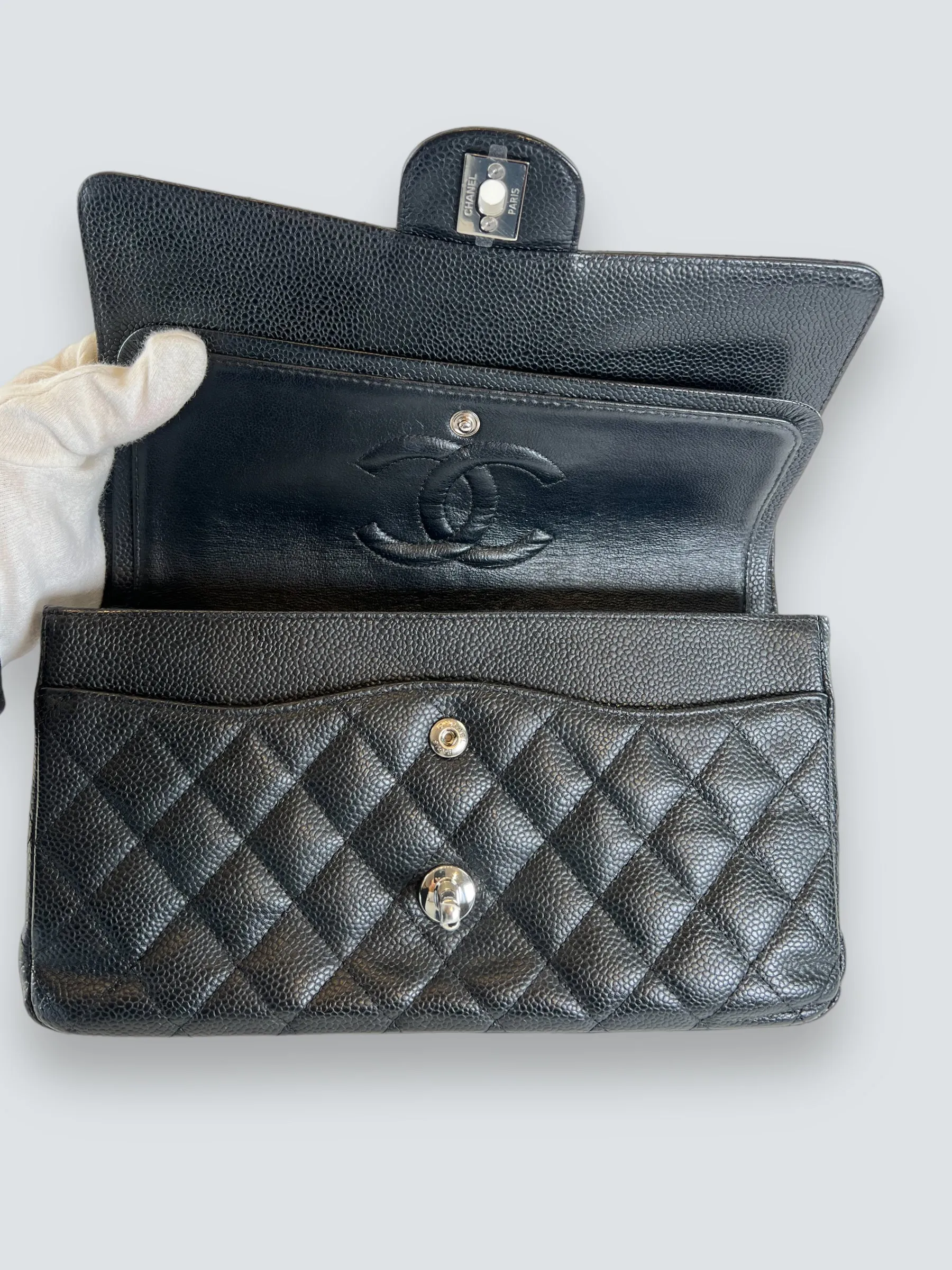 Chanel Black Caviar Leather Medium Classic Double Flap