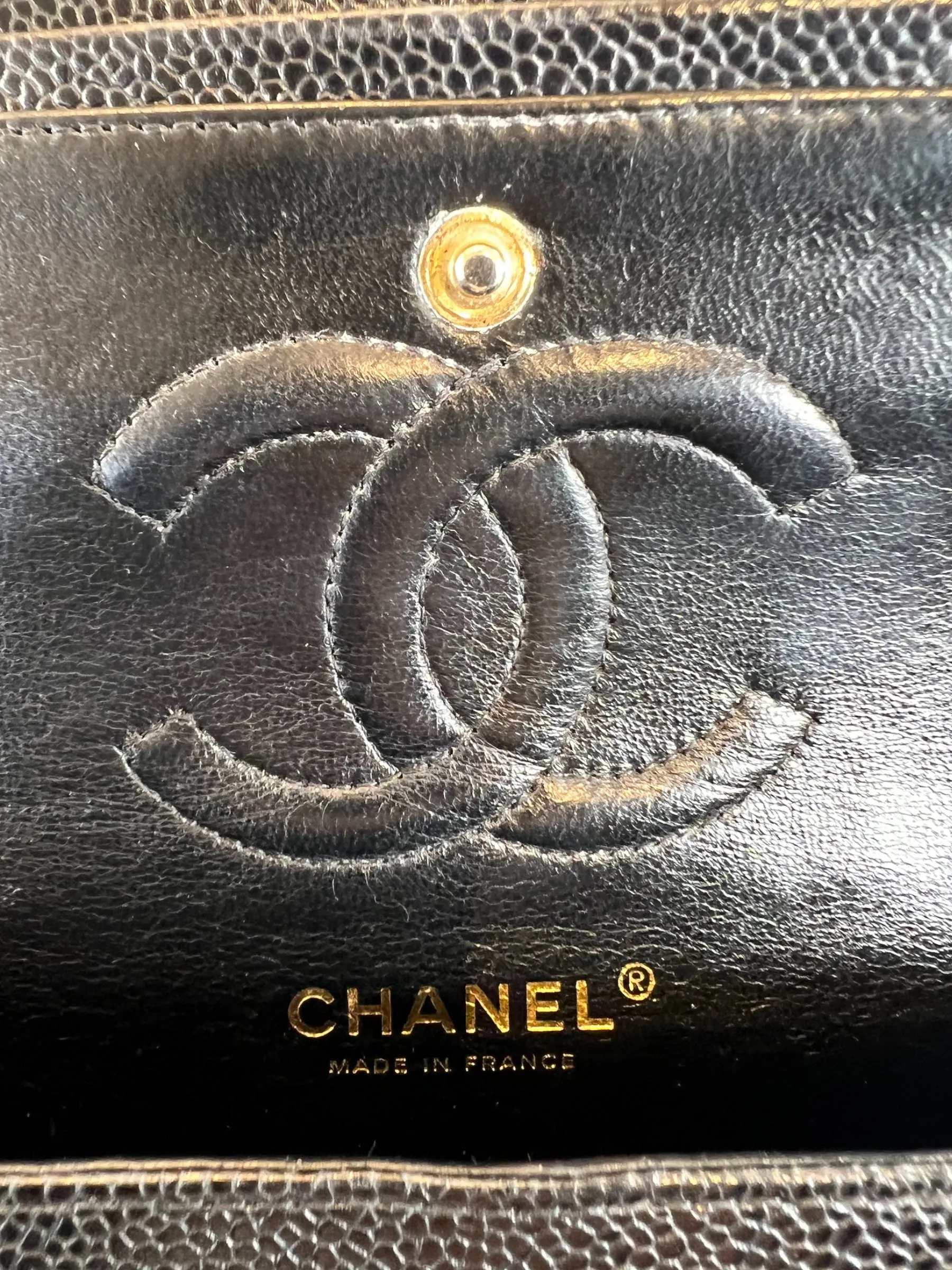 Chanel Black Caviar Leather Medium Classic Double Flap