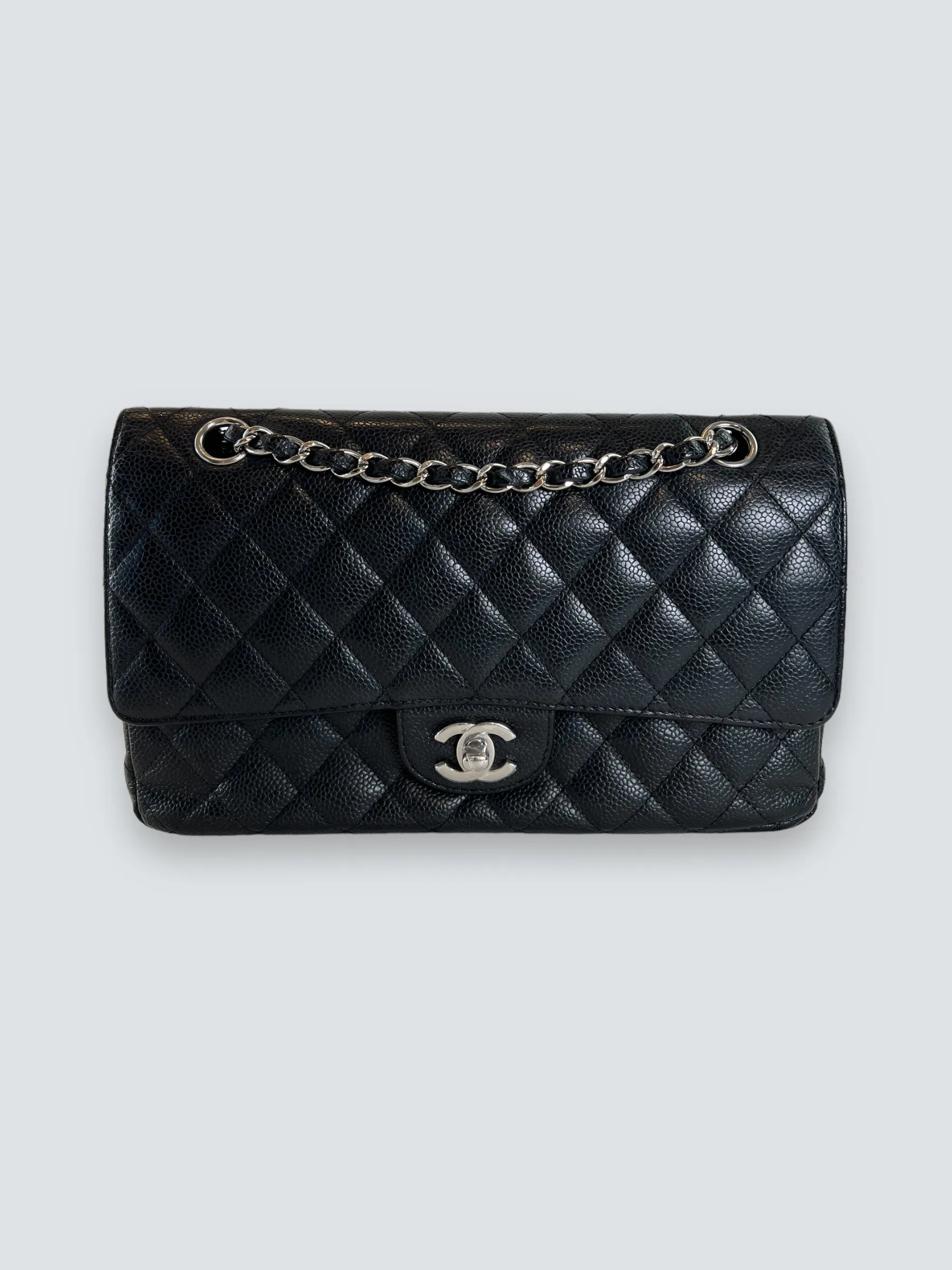 Chanel Black Caviar Leather Medium Classic Double Flap