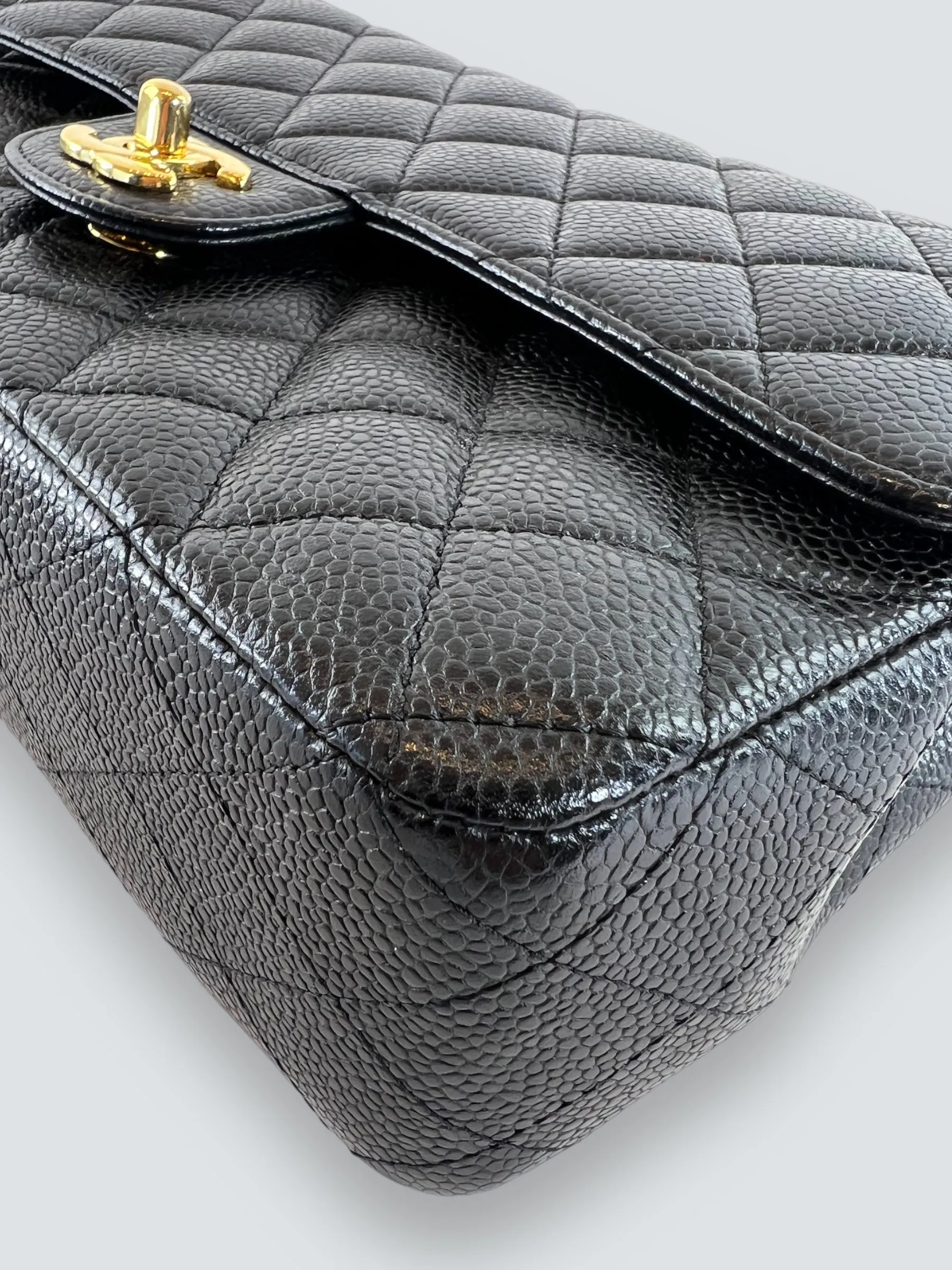 Chanel Black Caviar Leather Medium Classic Double Flap
