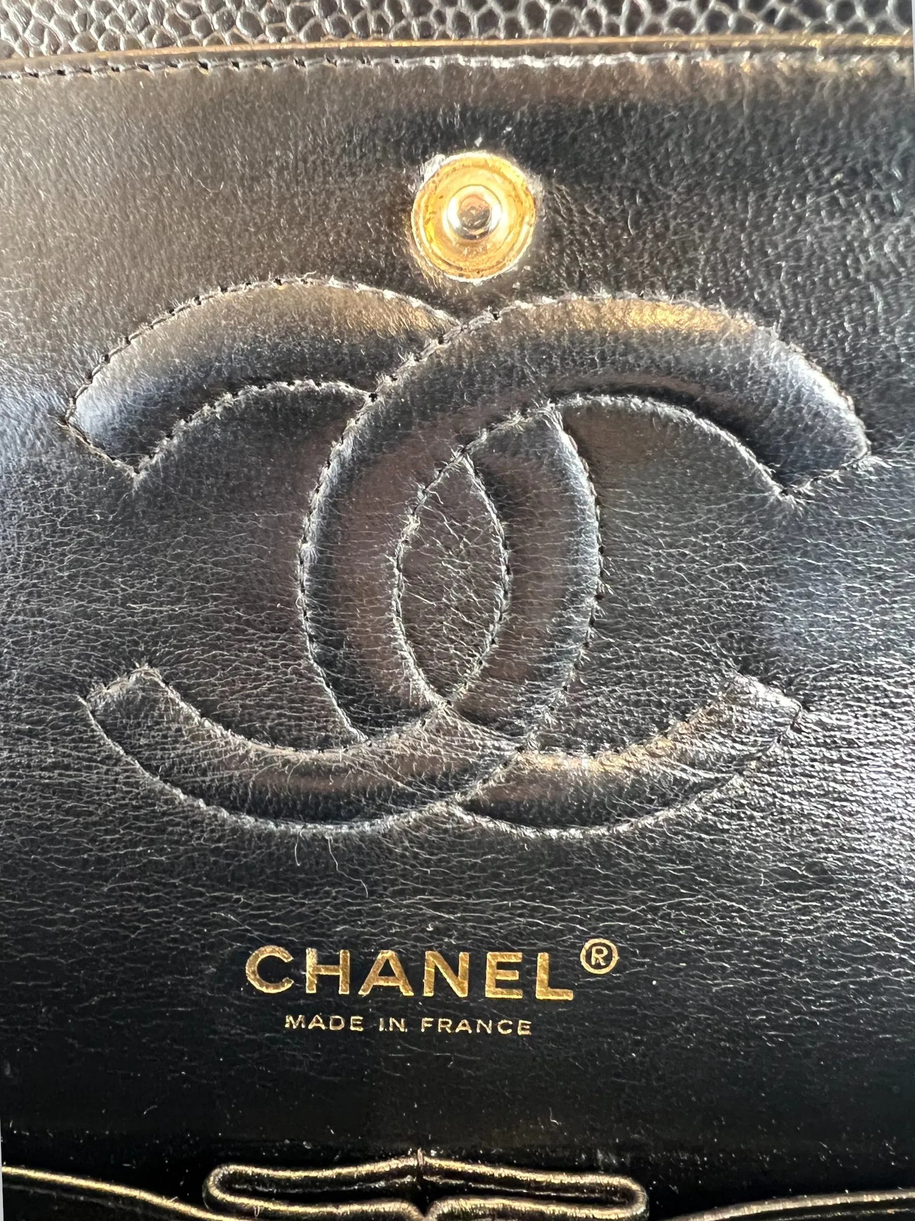 Chanel Black Caviar Leather Medium Classic Double Flap