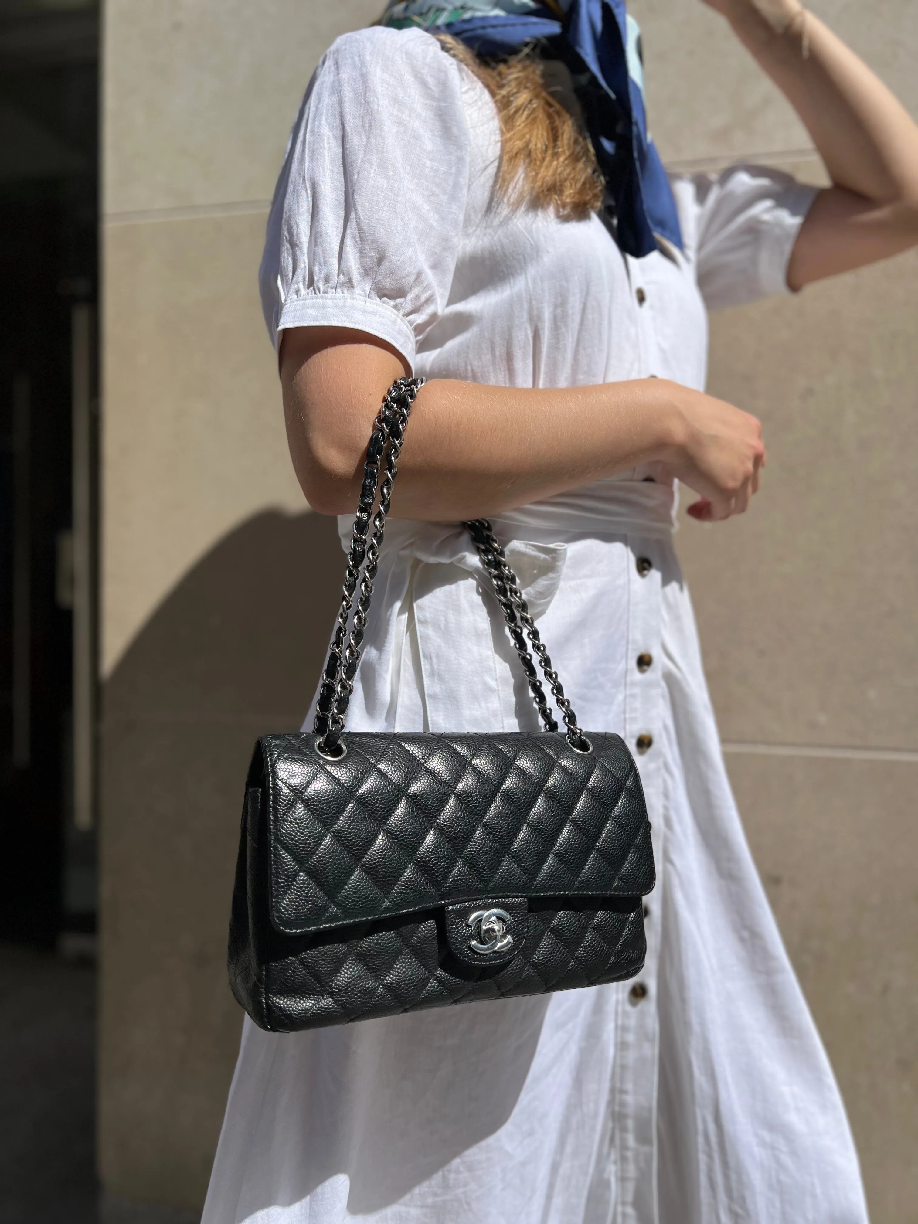 Chanel Black Caviar Leather Medium Classic Double Flap