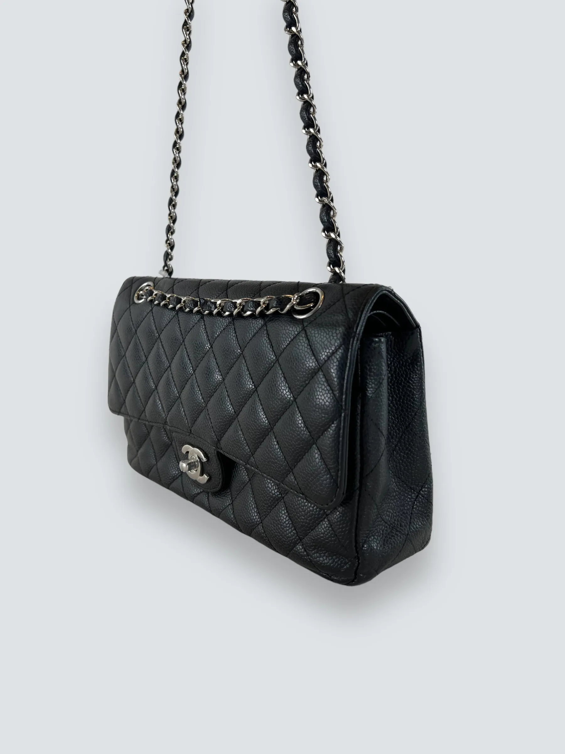 Chanel Black Caviar Leather Medium Classic Double Flap