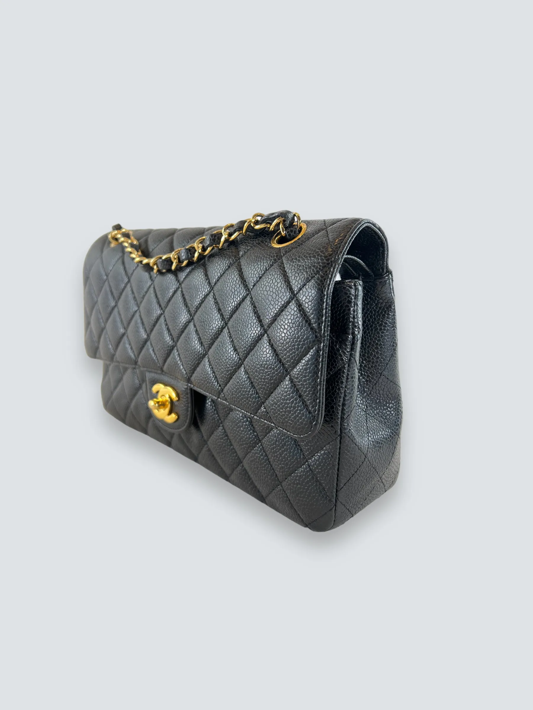 Chanel Black Caviar Leather Medium Classic Double Flap