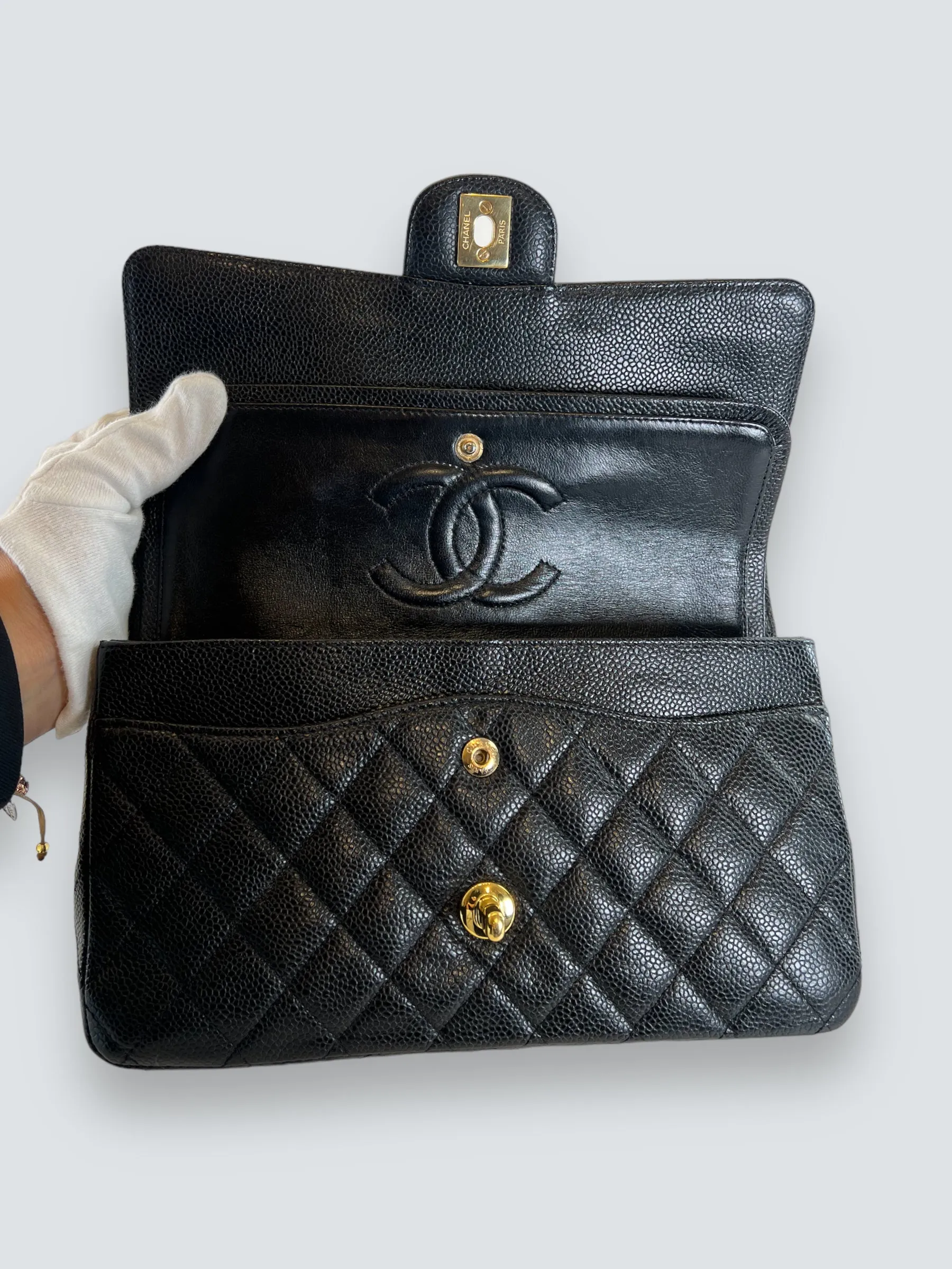 Chanel Black Caviar Leather Medium Classic Double Flap
