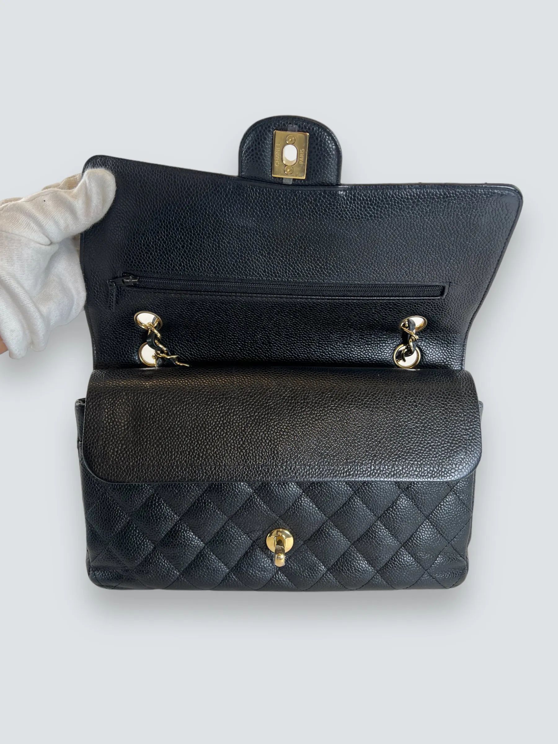 Chanel Black Caviar Leather Medium Classic Double Flap