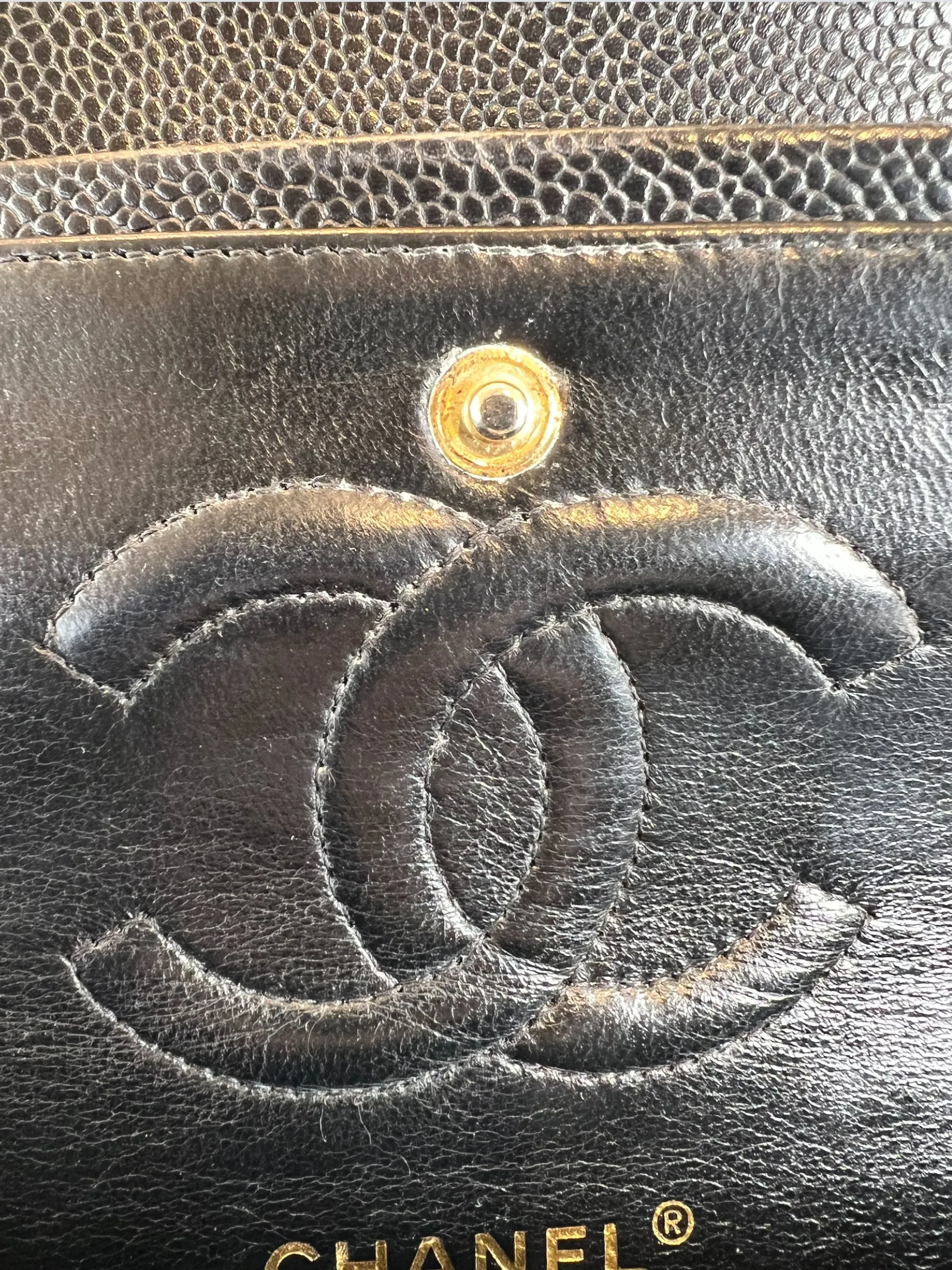 Chanel Black Caviar Leather Medium Classic Double Flap