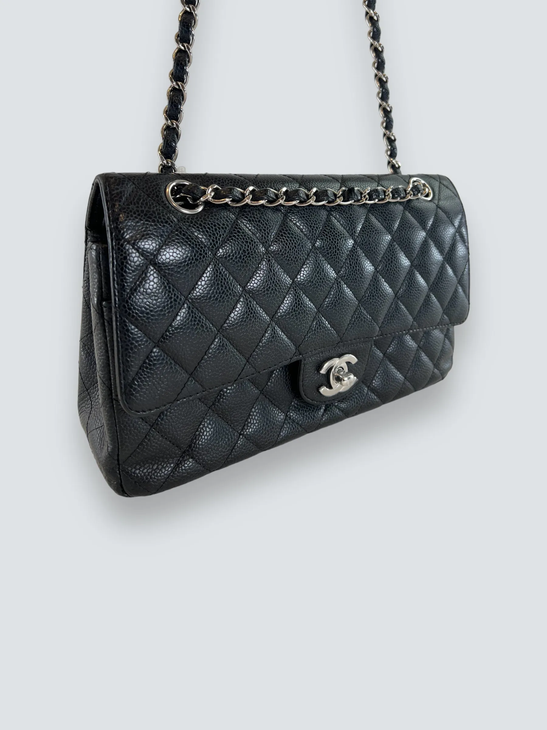 Chanel Black Caviar Leather Medium Classic Double Flap