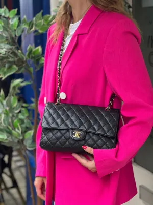 Chanel Black Caviar Leather Medium Classic Double Flap
