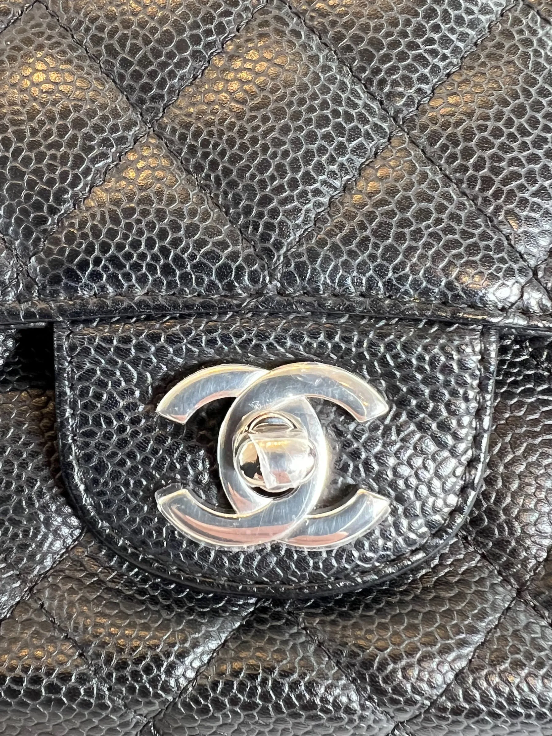 Chanel Black Caviar Leather Medium Classic Double Flap