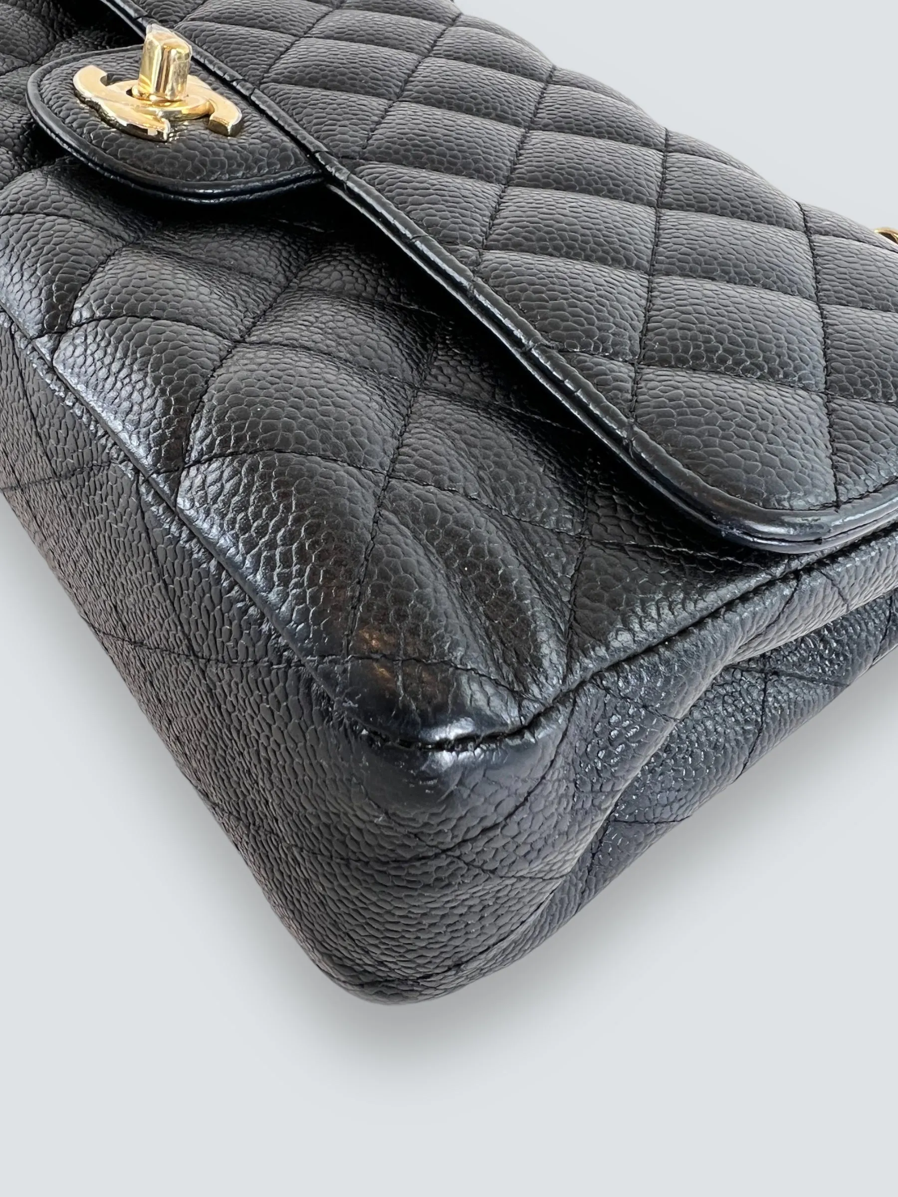 Chanel Black Caviar Leather Medium Classic Double Flap