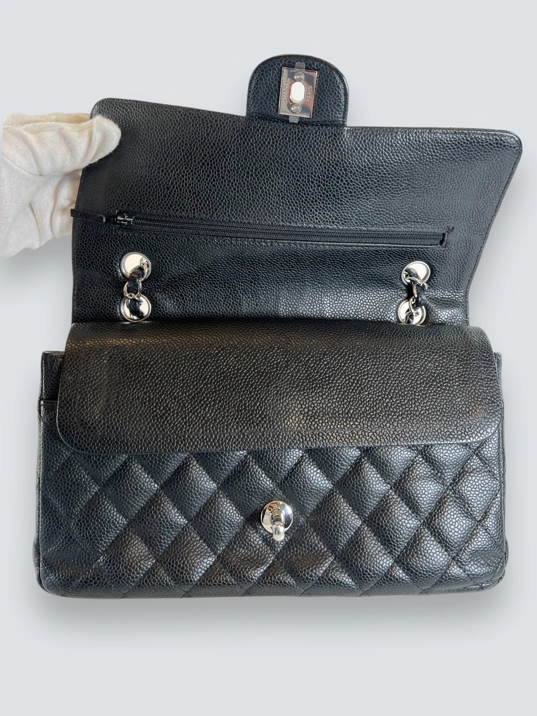 Chanel Black Caviar Leather Medium Classic Double Flap
