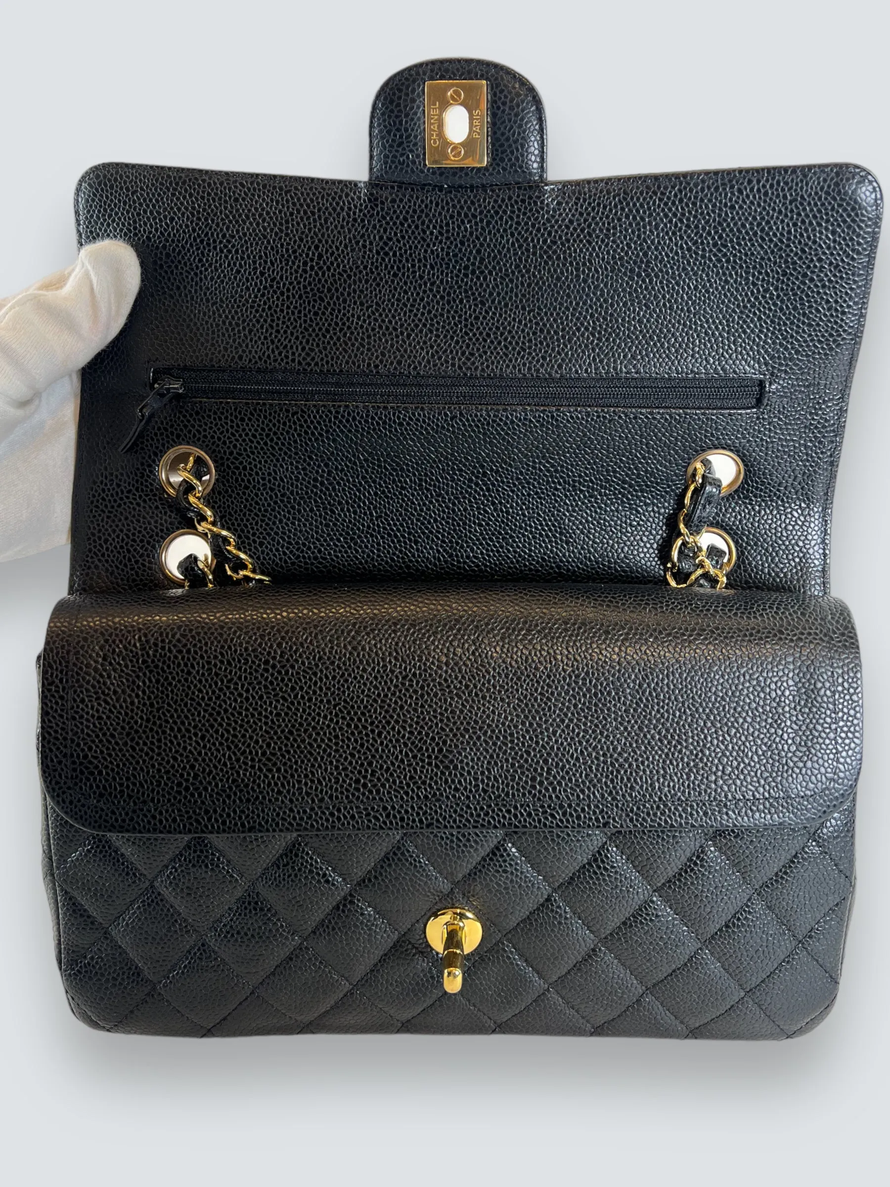 Chanel Black Caviar Leather Medium Classic Double Flap