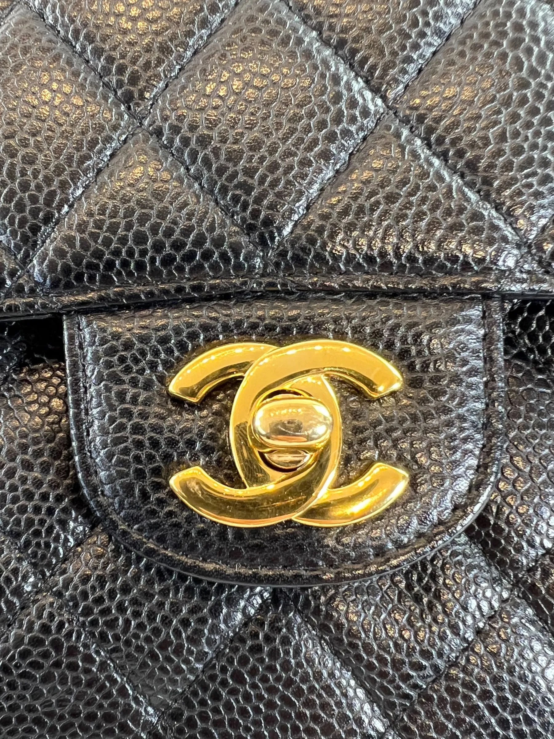 Chanel Black Caviar Leather Medium Classic Double Flap