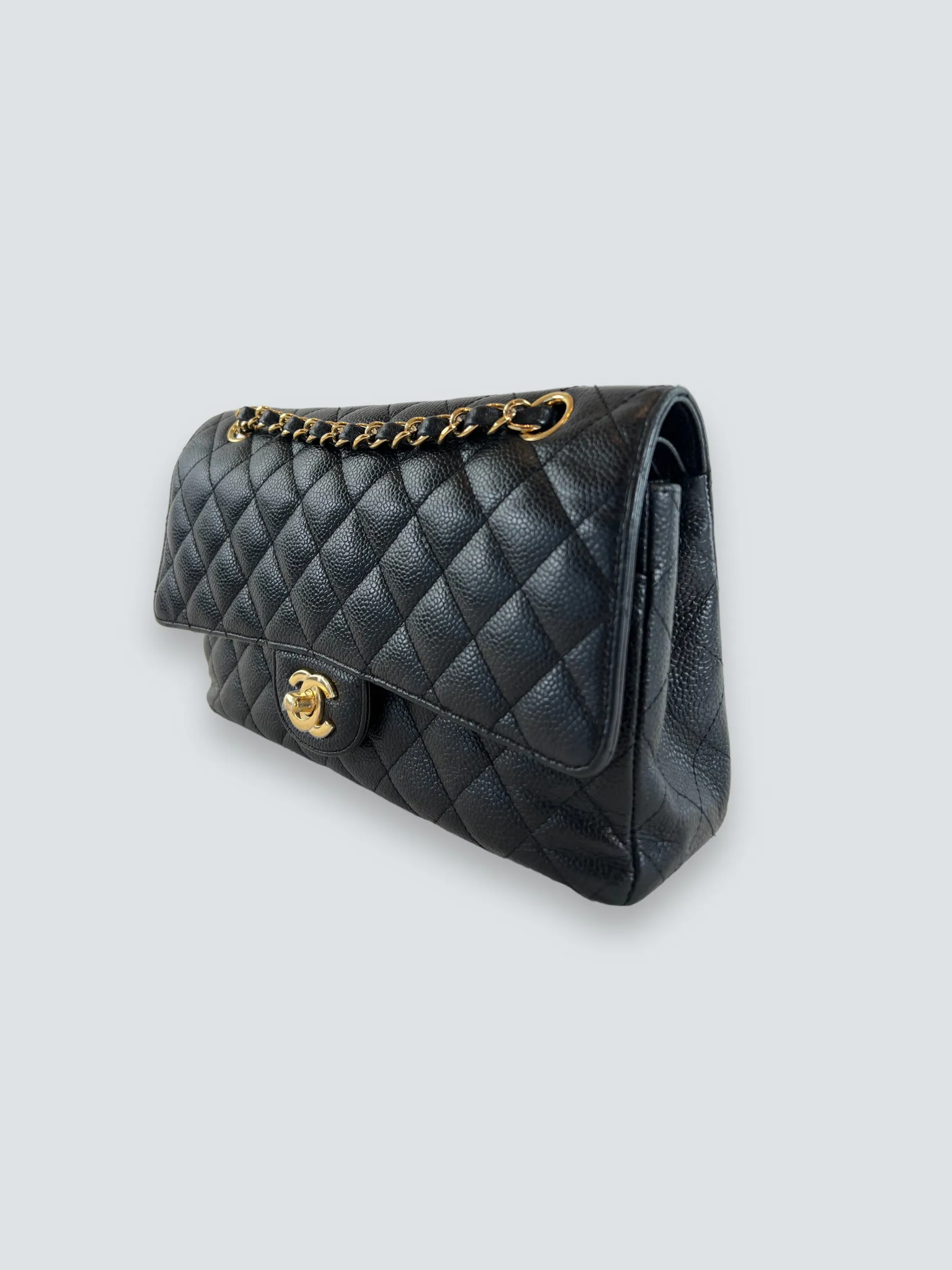 Chanel Black Caviar Leather Medium Classic Double Flap
