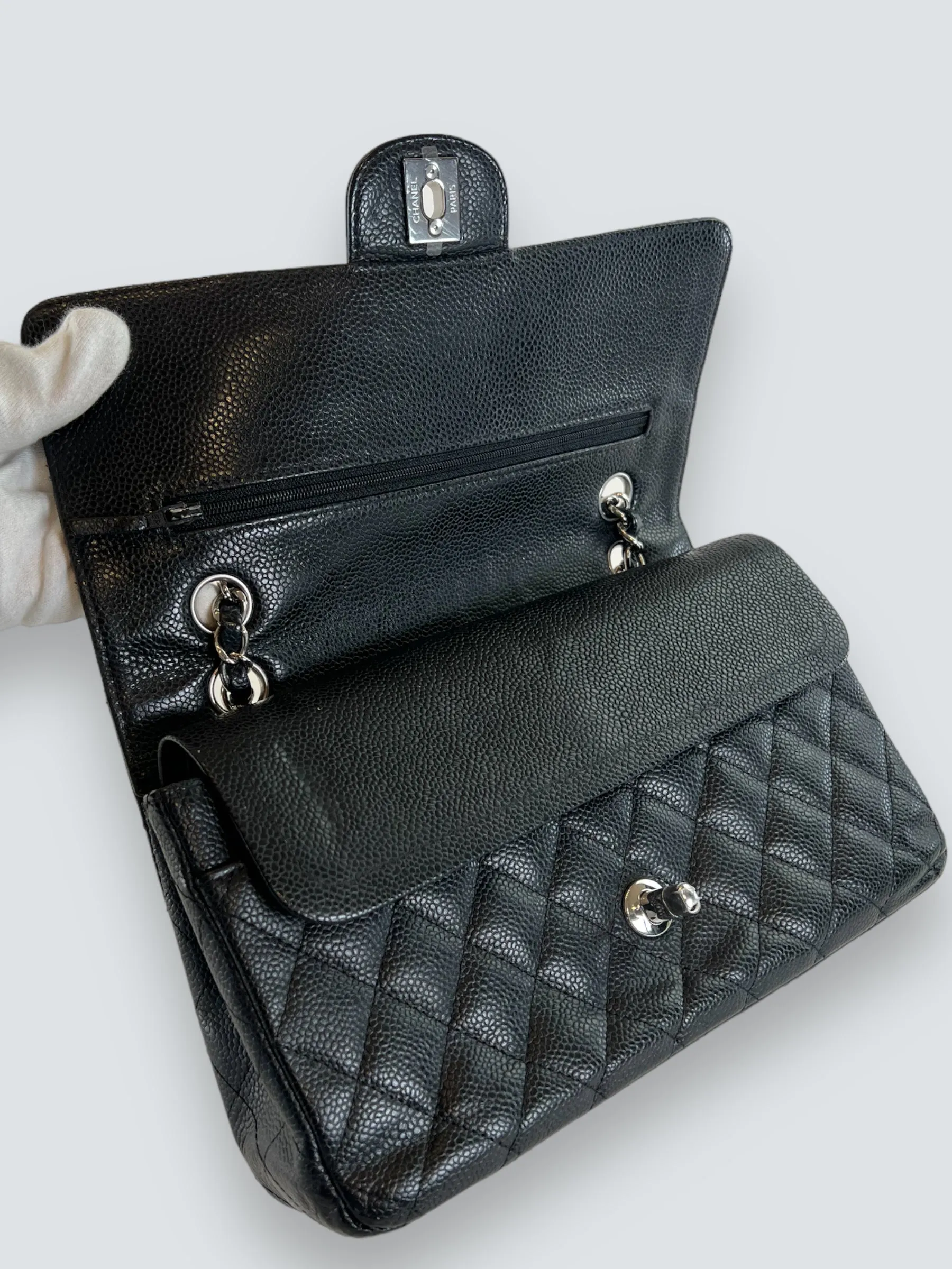 Chanel Black Caviar Leather Medium Classic Double Flap