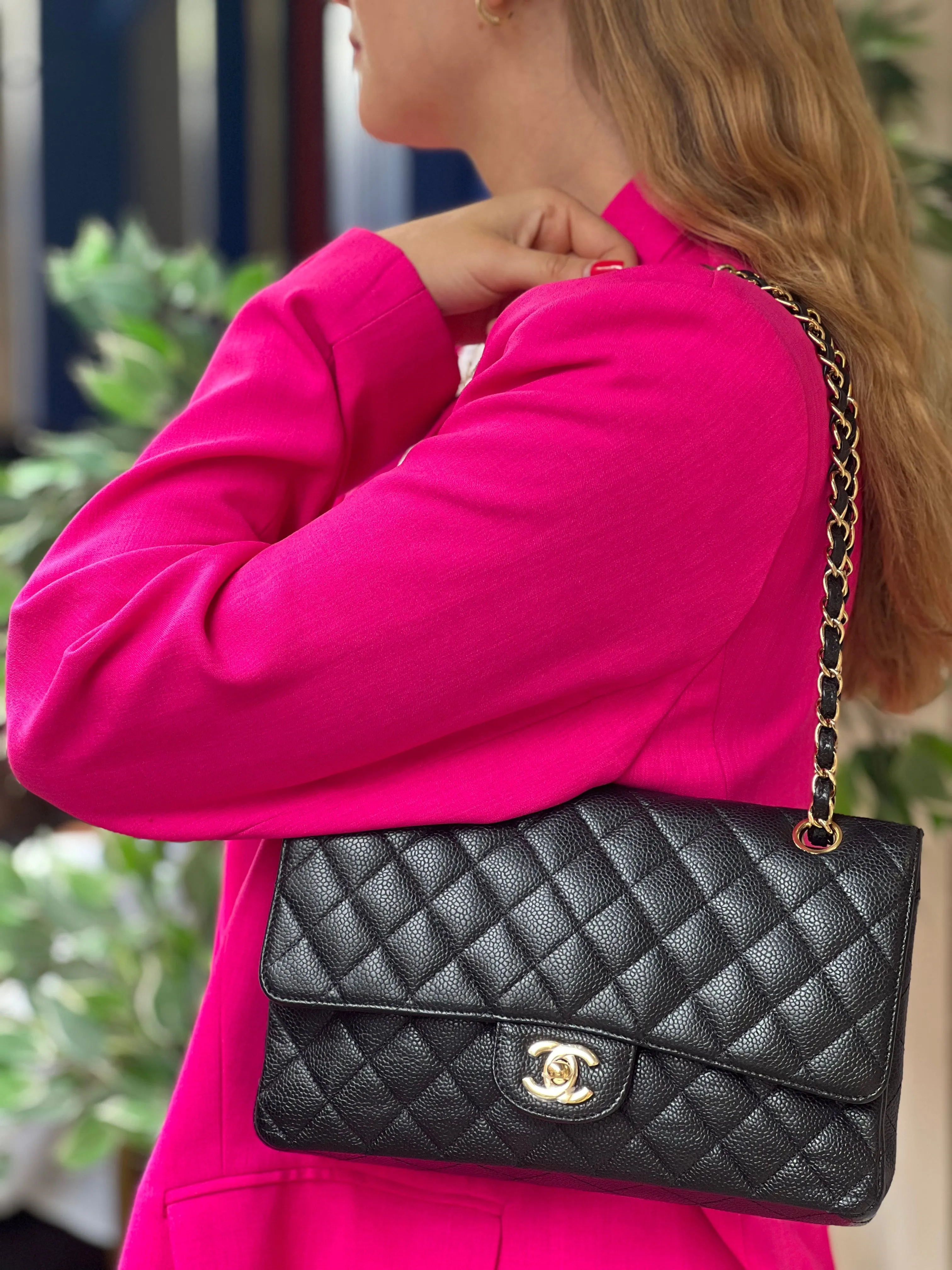 Chanel Black Caviar Leather Medium Classic Double Flap