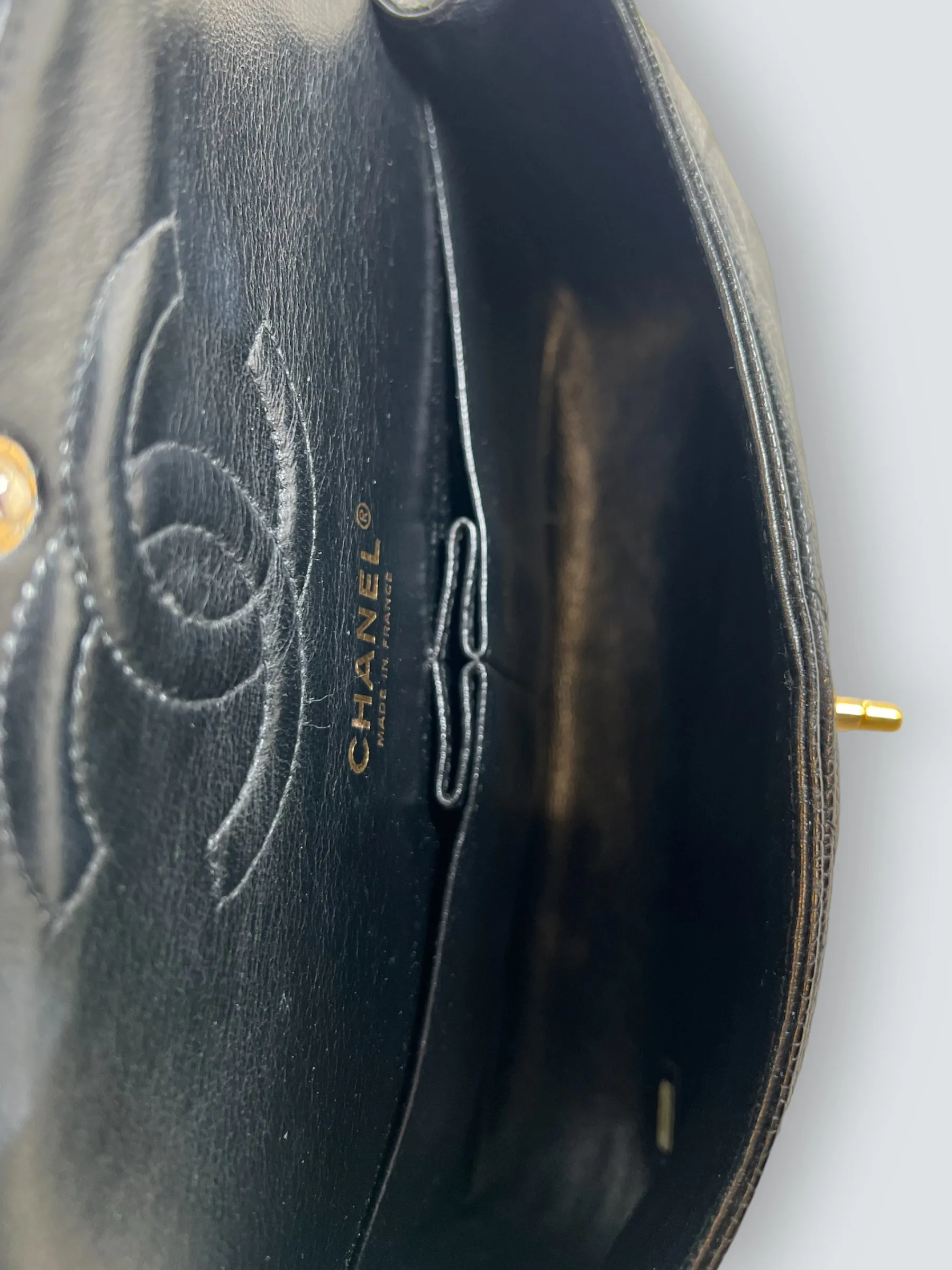 Chanel Black Caviar Leather Medium Classic Double Flap
