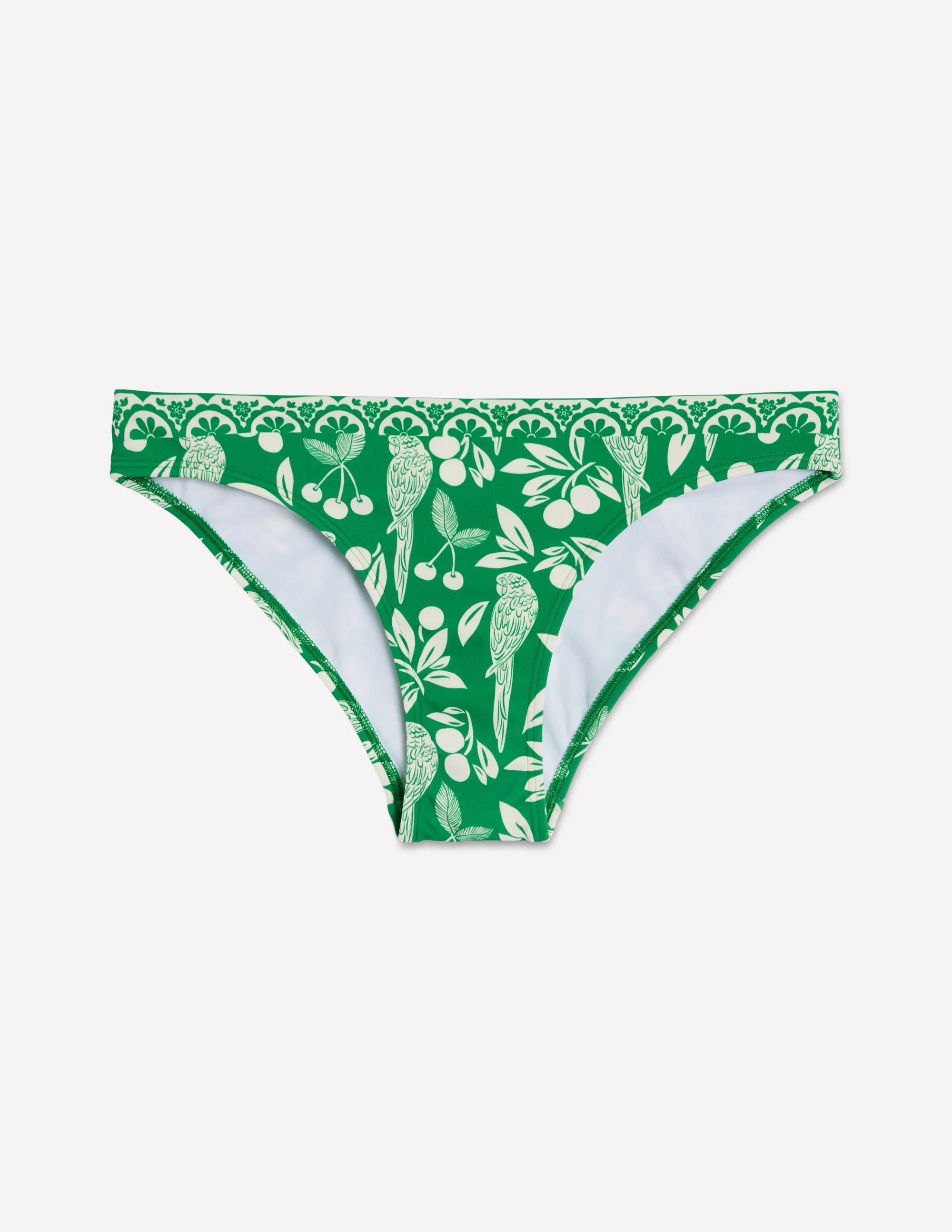 Classic Bikini Bottoms-Rich Emerald. Ornate Tropics