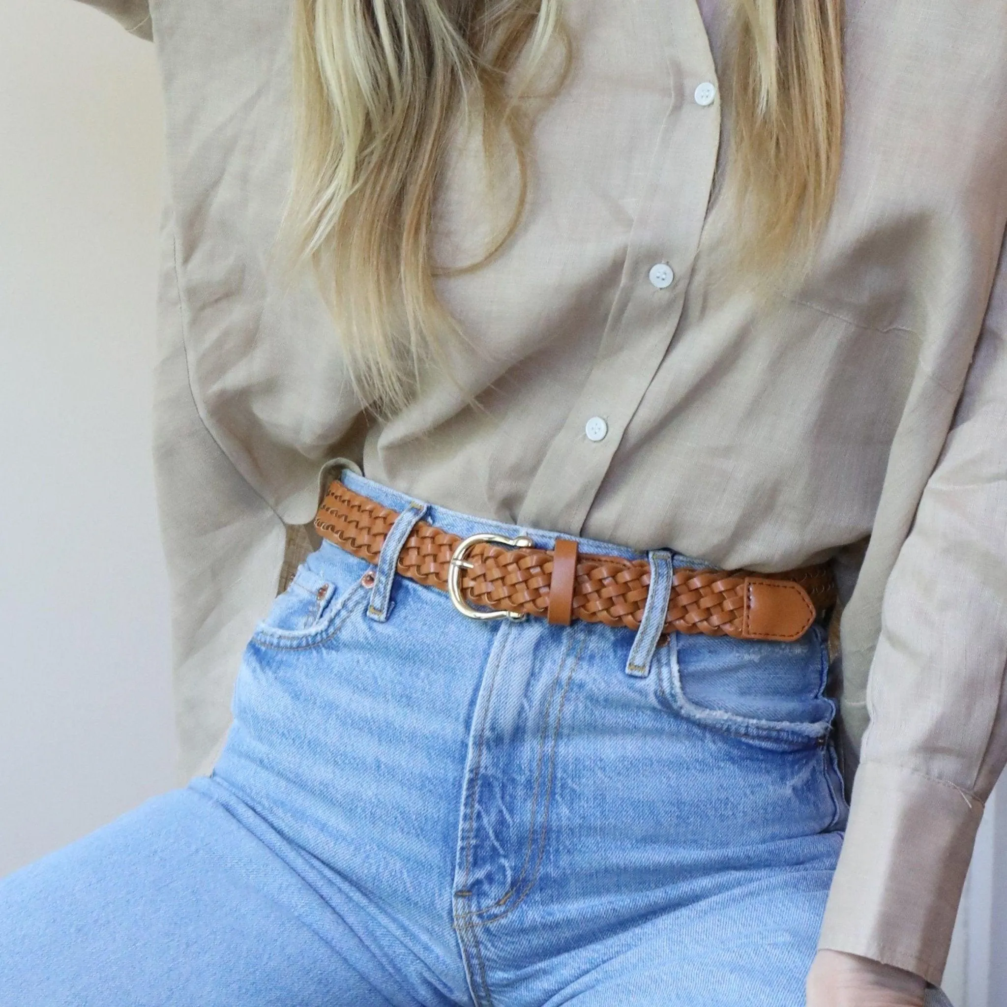 Classic Braided Equestrian Buckle Leather Belt