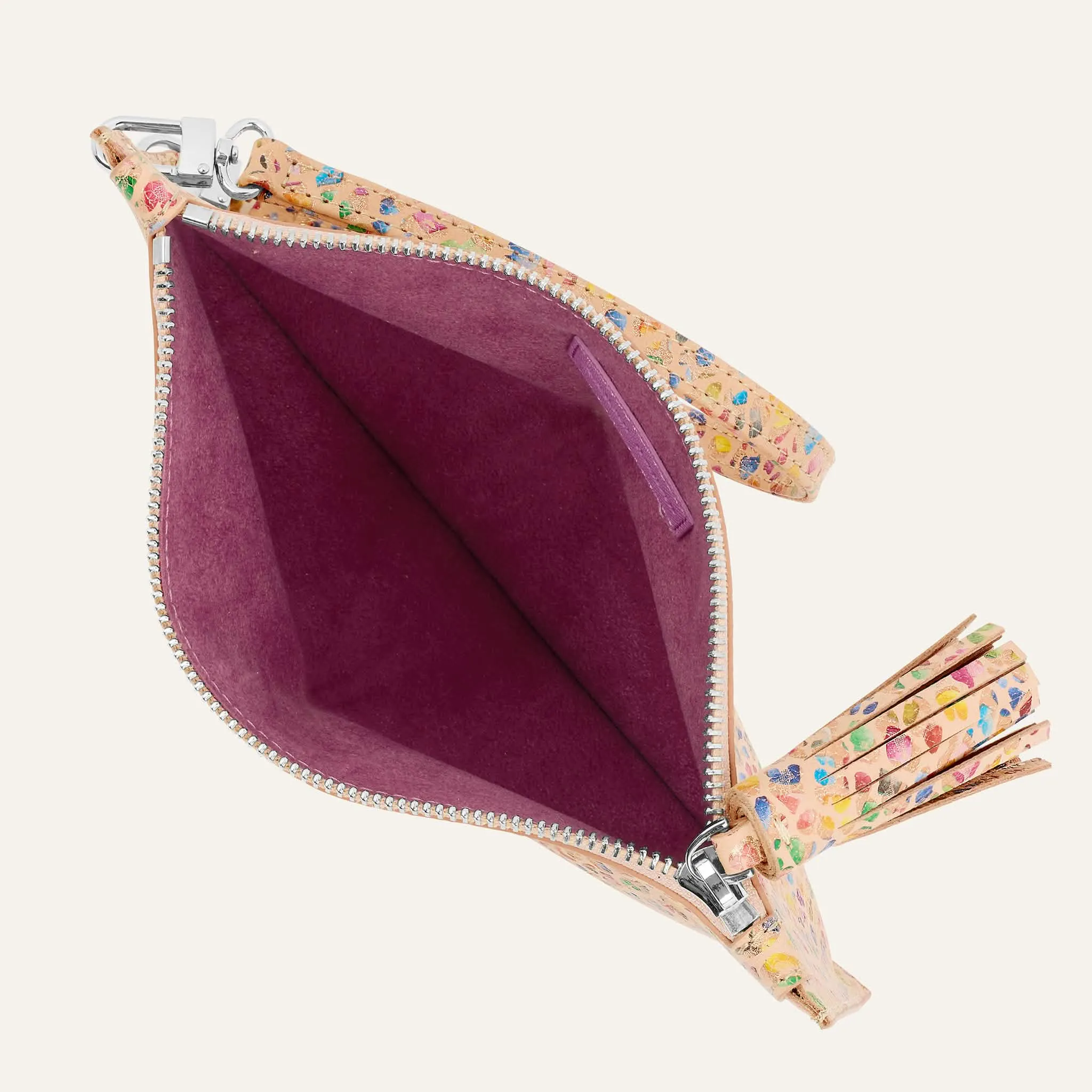 Clover Pouch | Confetti with Silver hardware