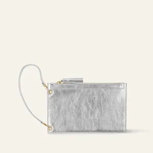 Clover Pouch | Metallic Silver with Gold hardware