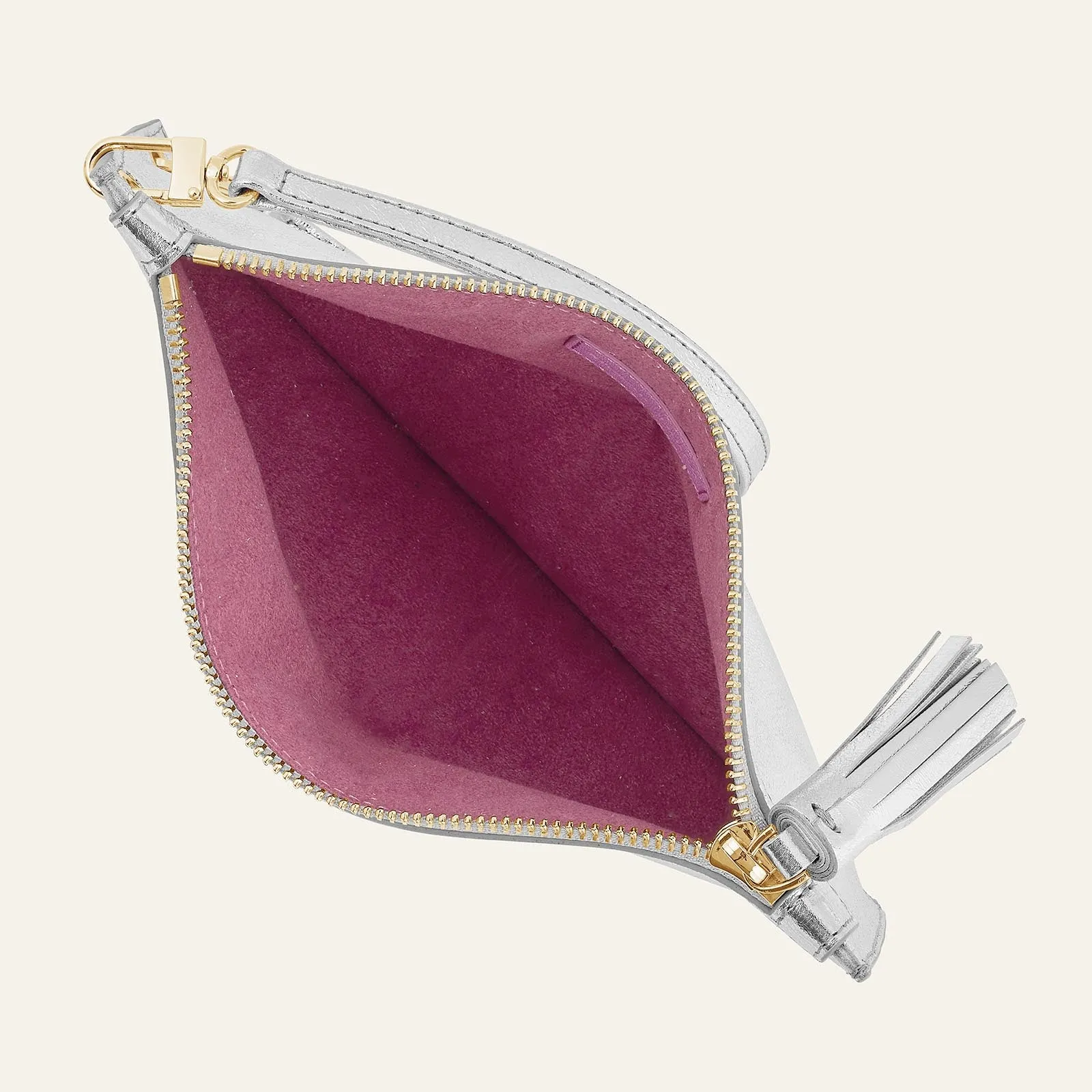 Clover Pouch | Metallic Silver with Gold hardware