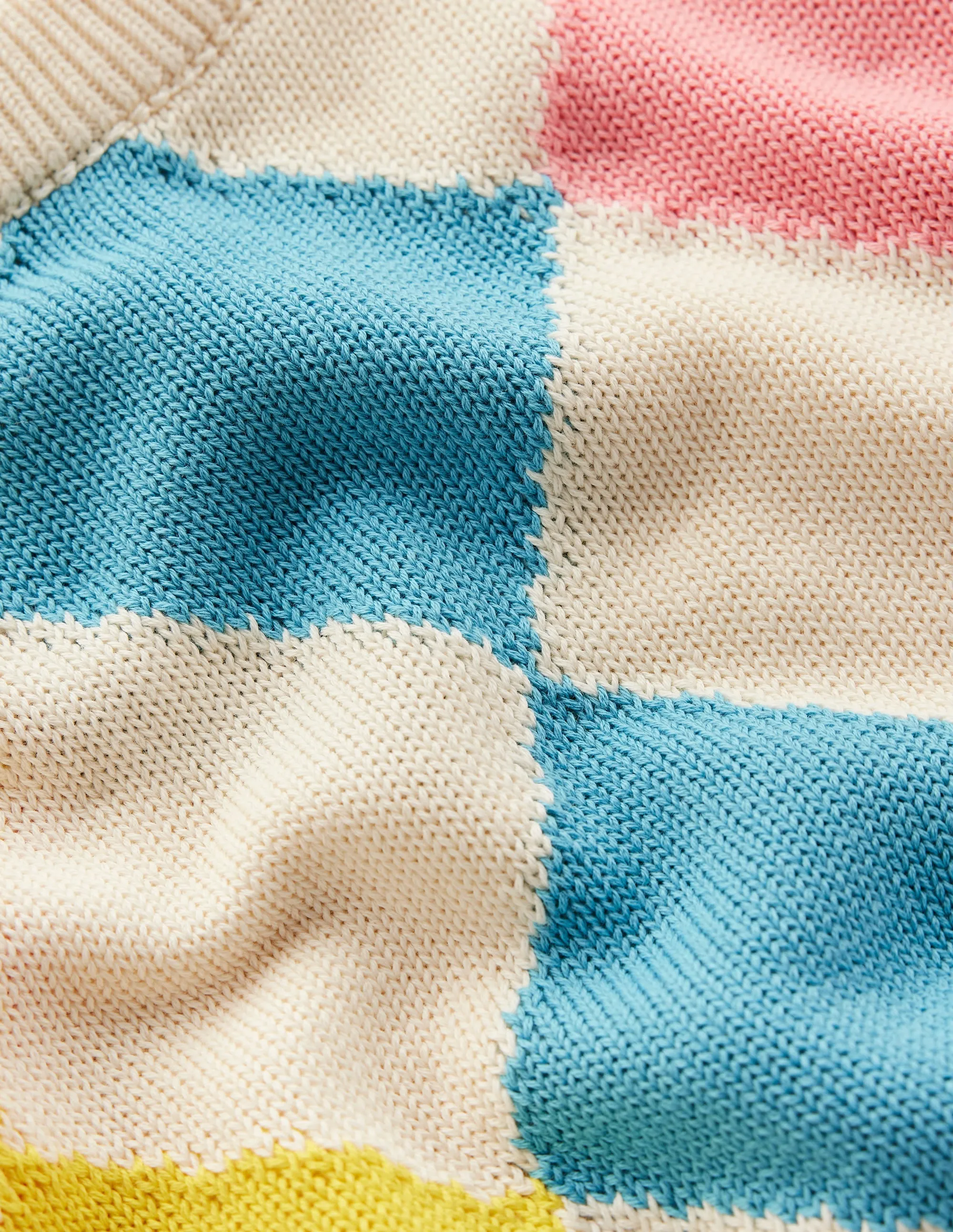 Cotton Argyle Jumper-Pink. Light Blue Argyle
