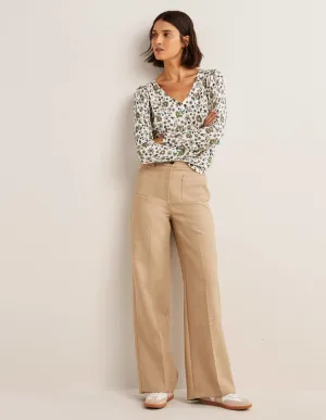 Cotton V-Neck Jumper-Ivory. Ditsy Charm