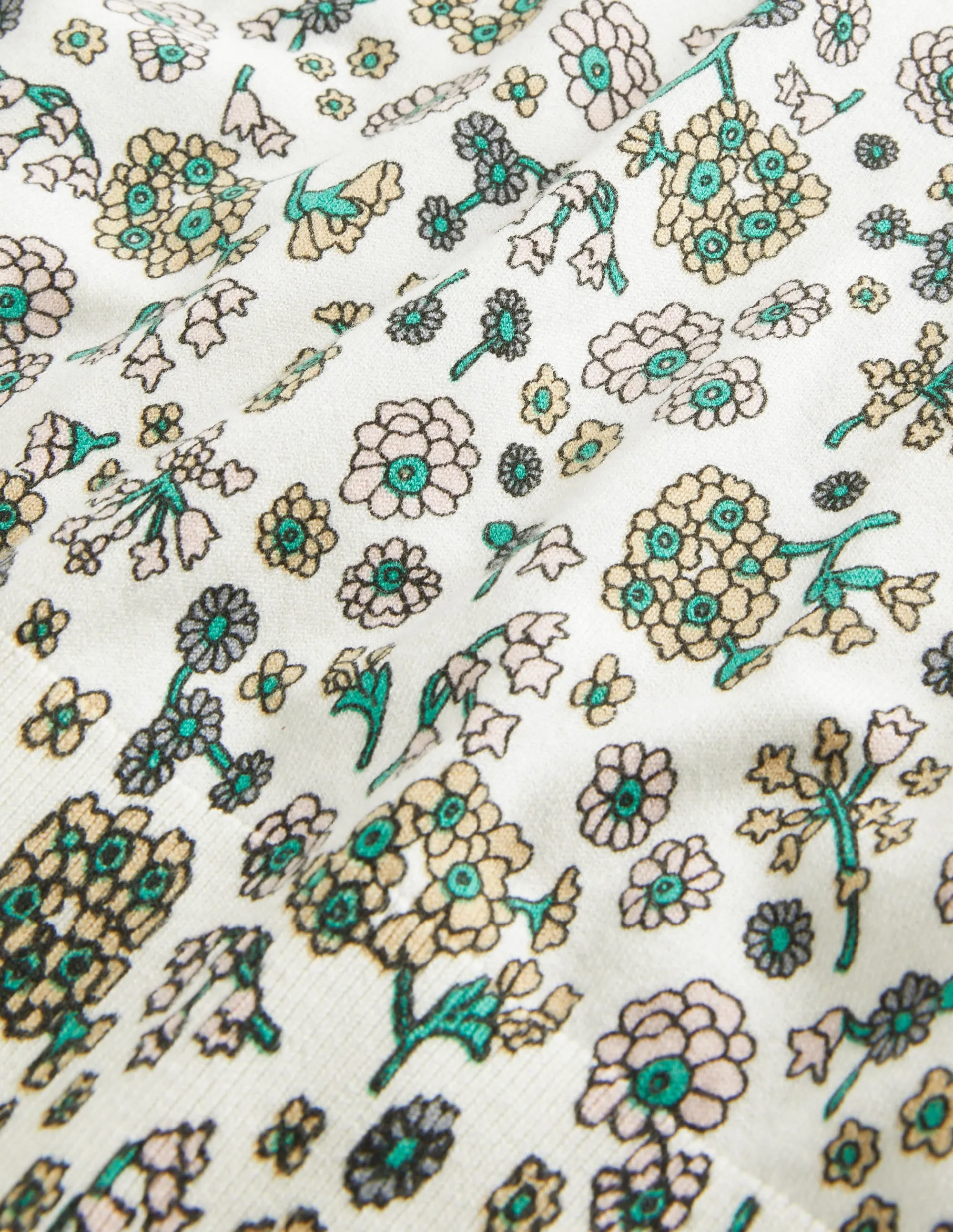 Cotton V-Neck Jumper-Ivory. Ditsy Charm