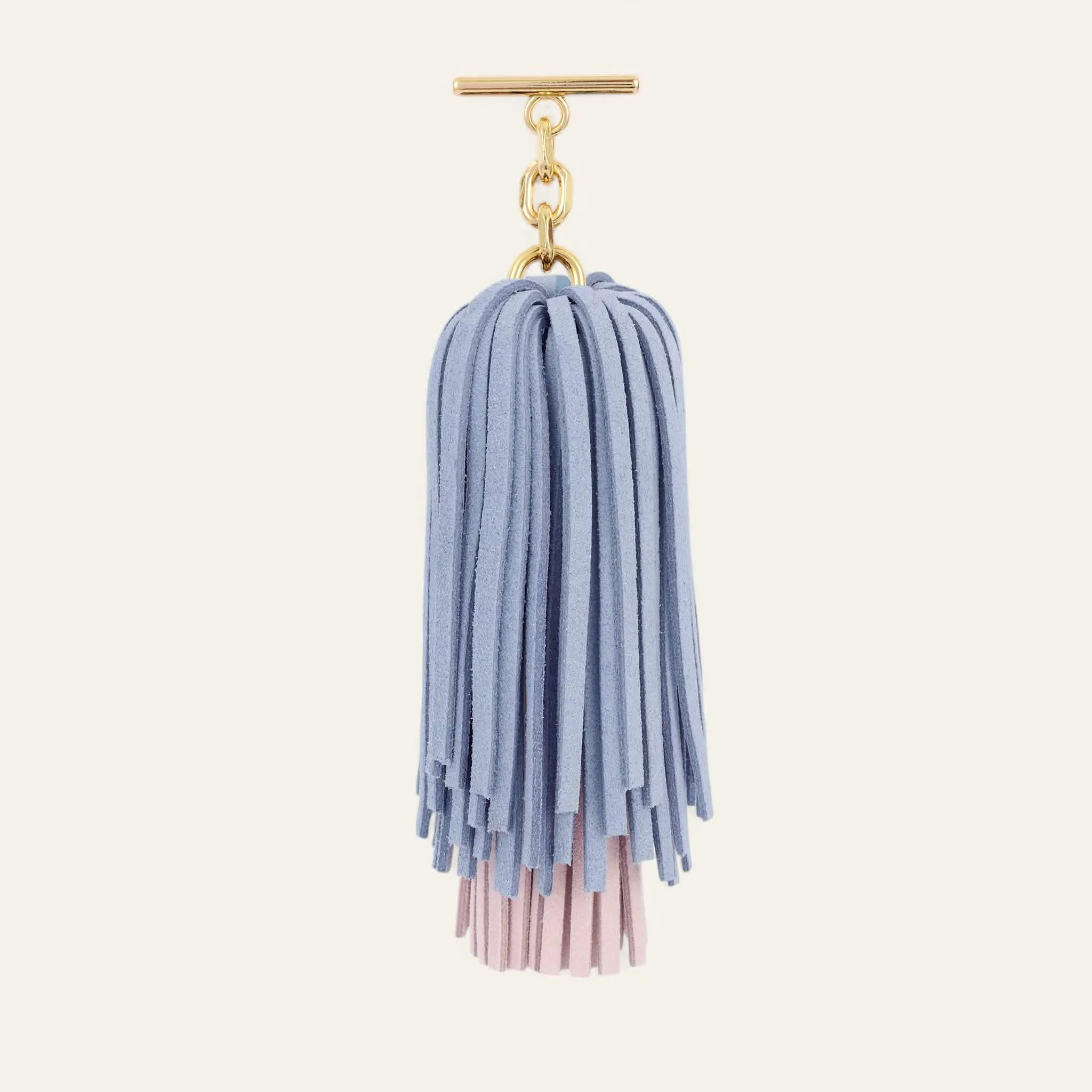 Double Pompom Tassel | Periwinkle Soft Pink with Gold hardware