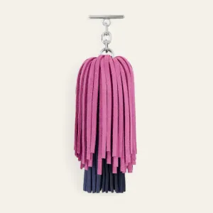 Double Pompom Tassel | Winter Pink Navy with Silver hardware
