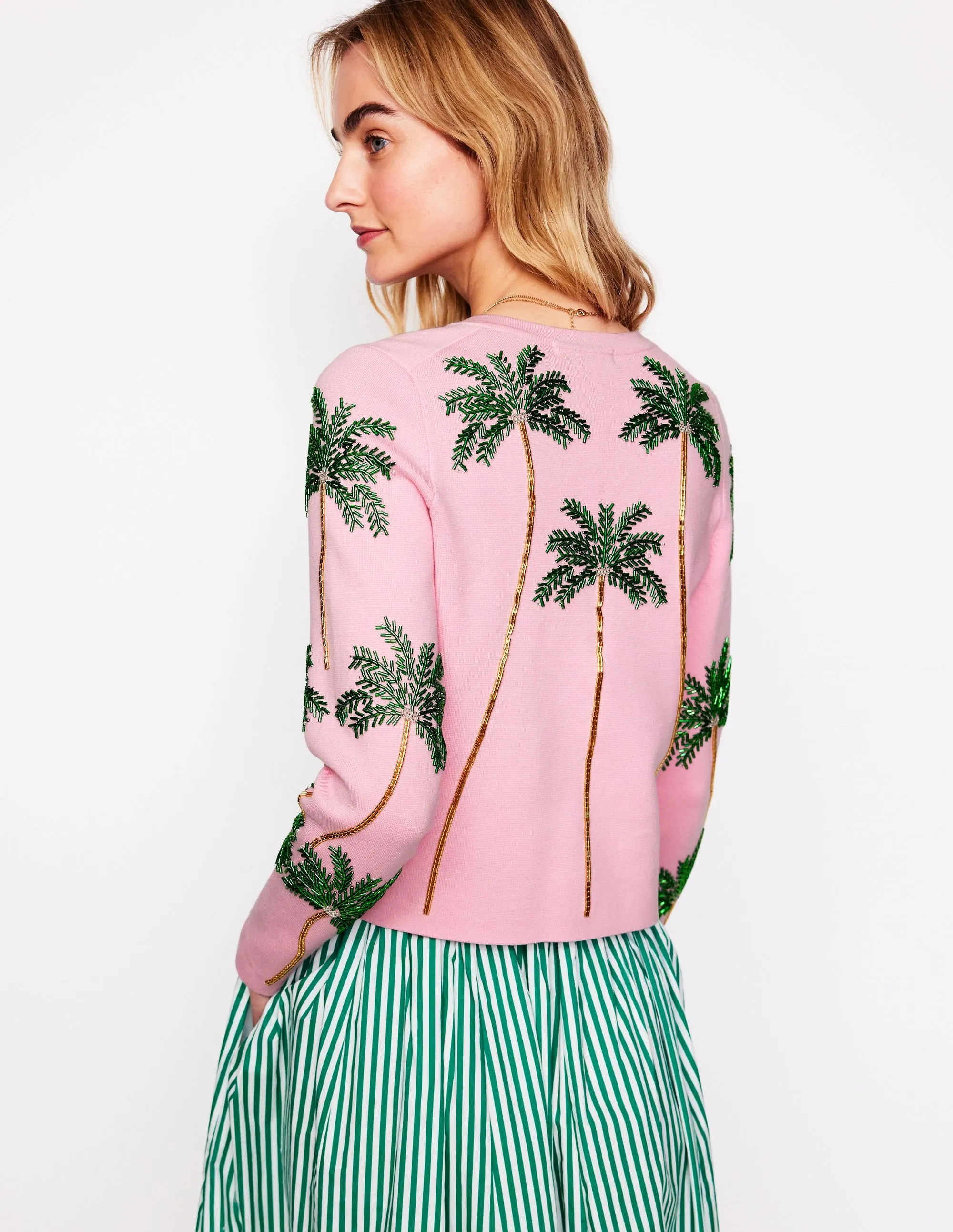 Embellished  Cardigan-Soft Pink