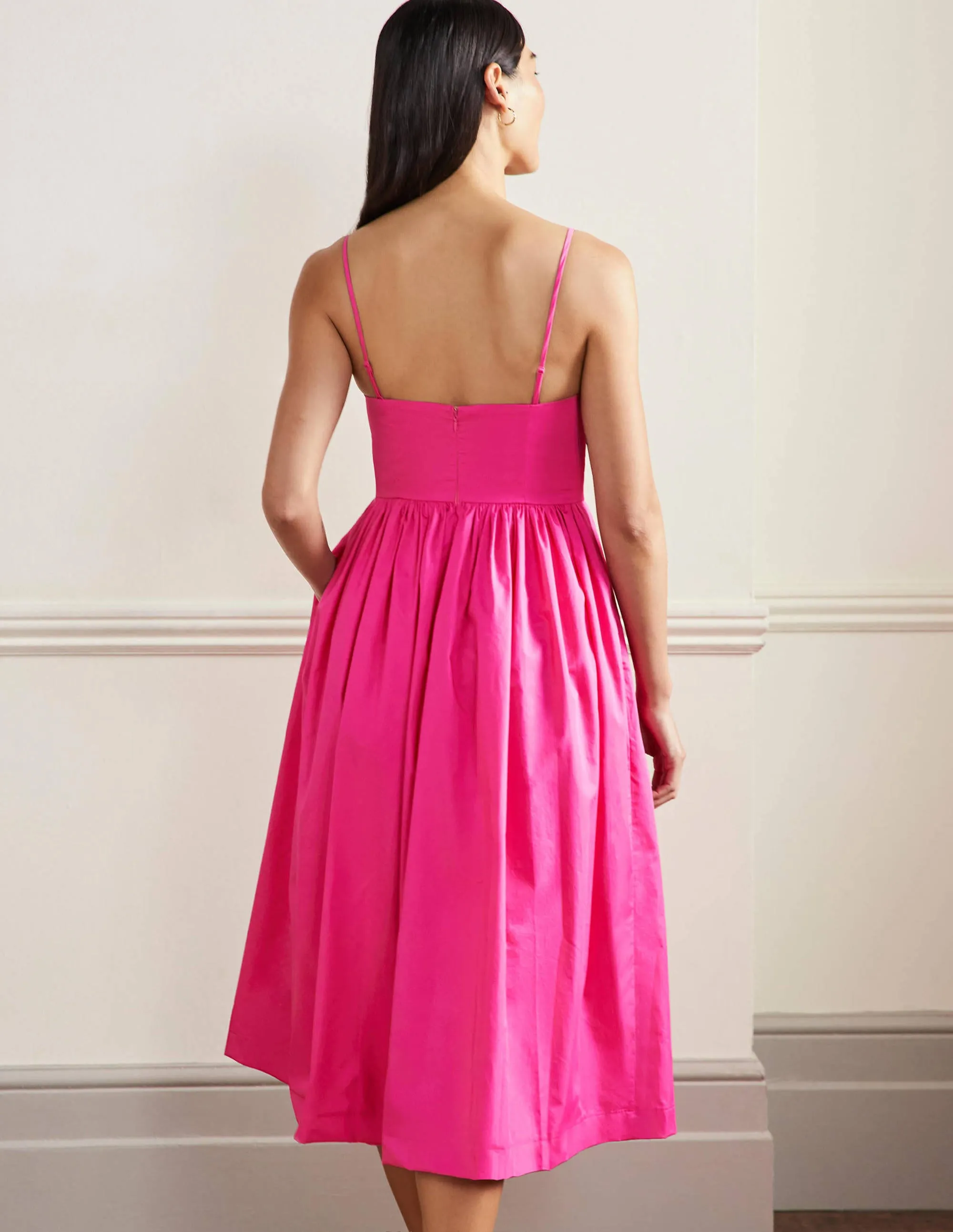 Emily Strapless Midi Dress-Pink