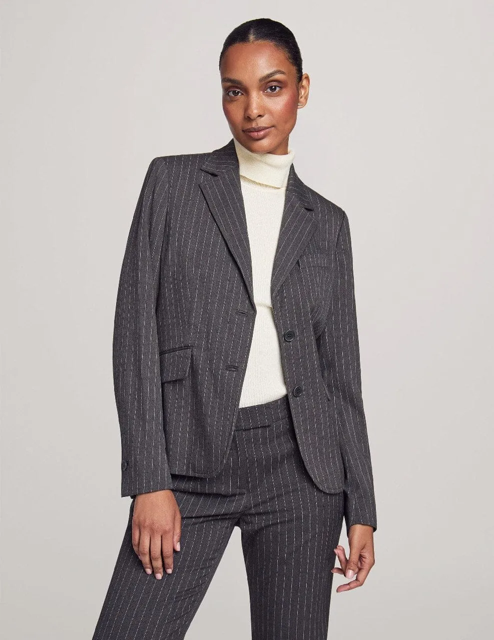 Executive Collection Pinstripe Two Button Jacket With Pant and Skirt- Sale