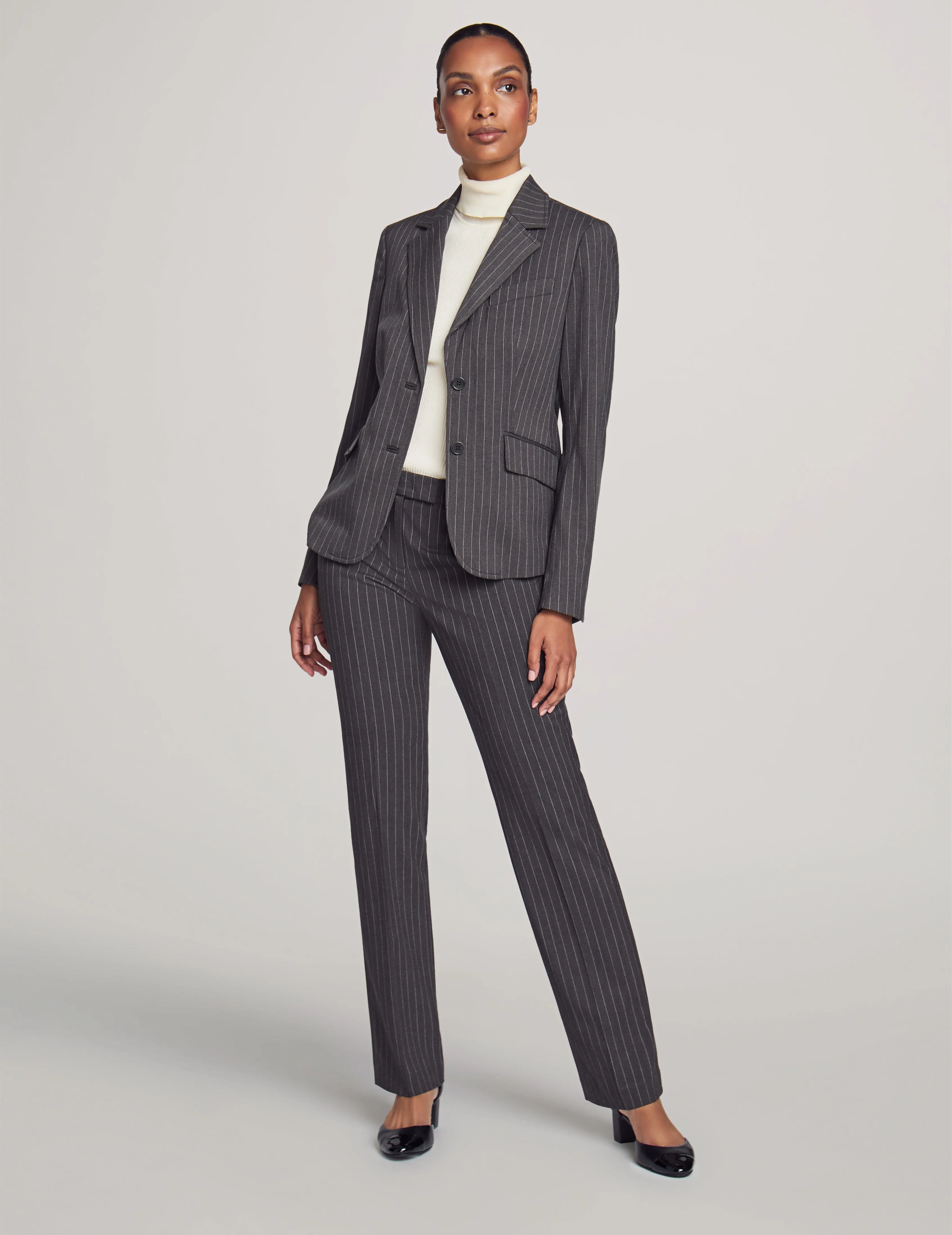 Executive Collection Pinstripe Two Button Jacket With Pant and Skirt- Sale