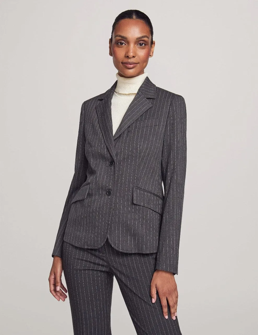 Executive Collection Pinstripe Two Button Jacket With Pant and Skirt- Sale