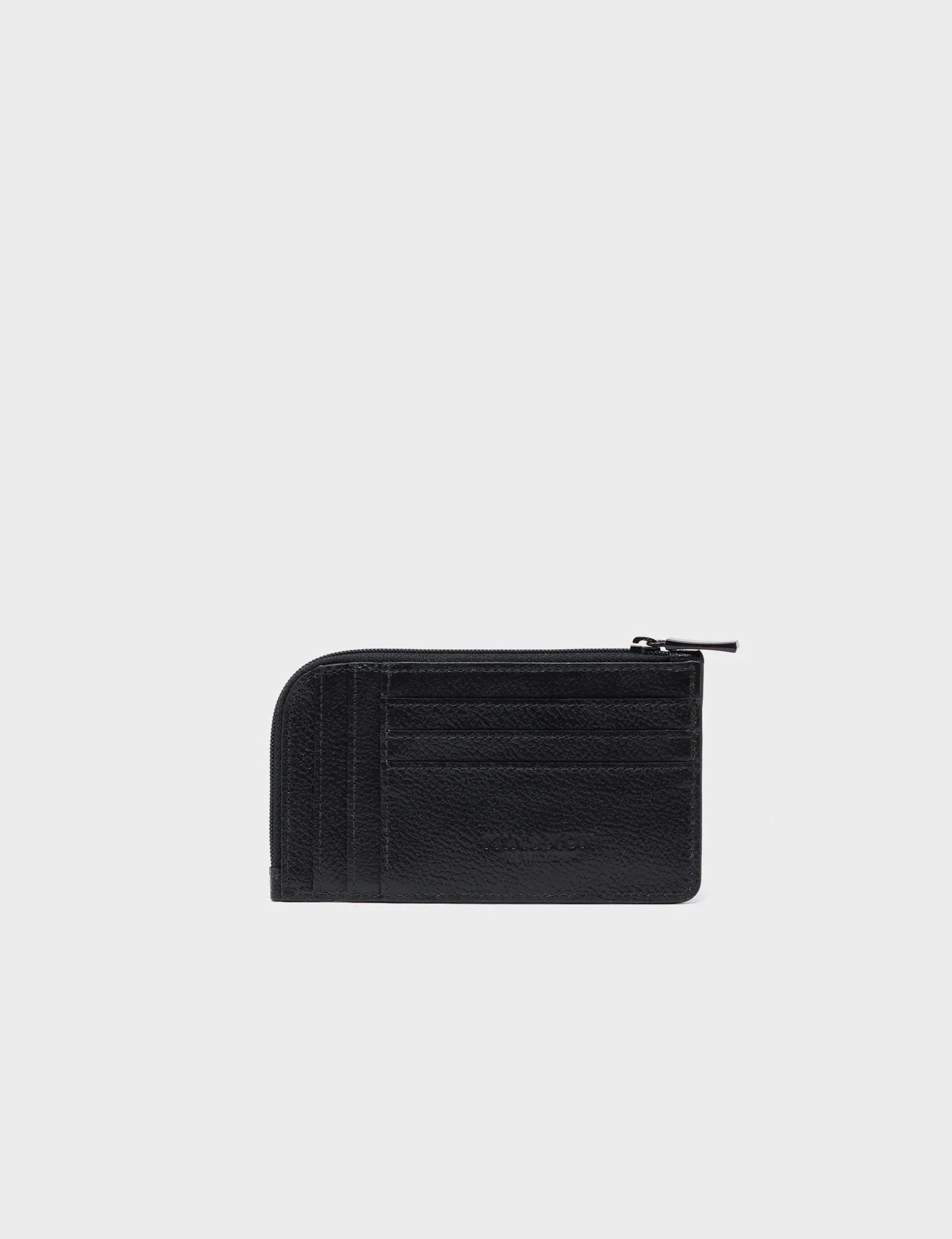 Fausto Black Leather Zip-around Cardholder - All Over Eyes Embroidery