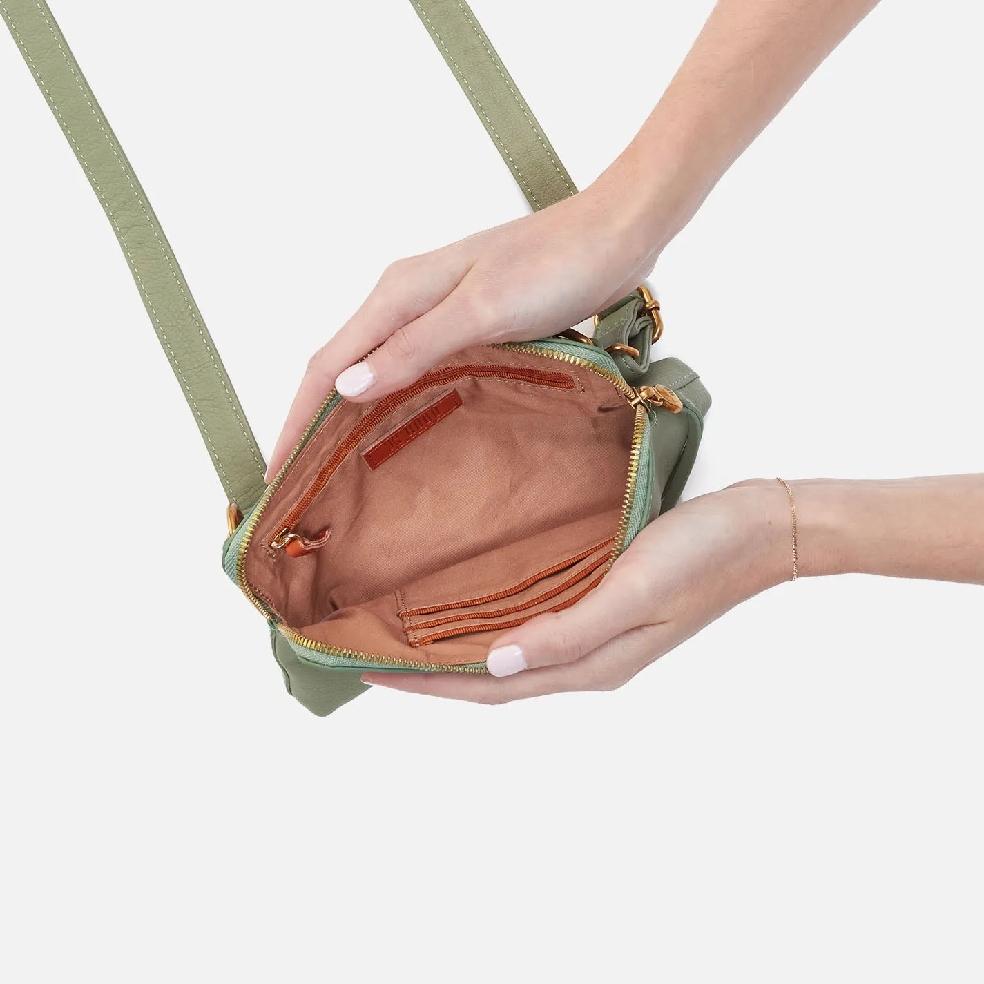 Fern Slim Belt Bag In Pebbled Leather - Watercress