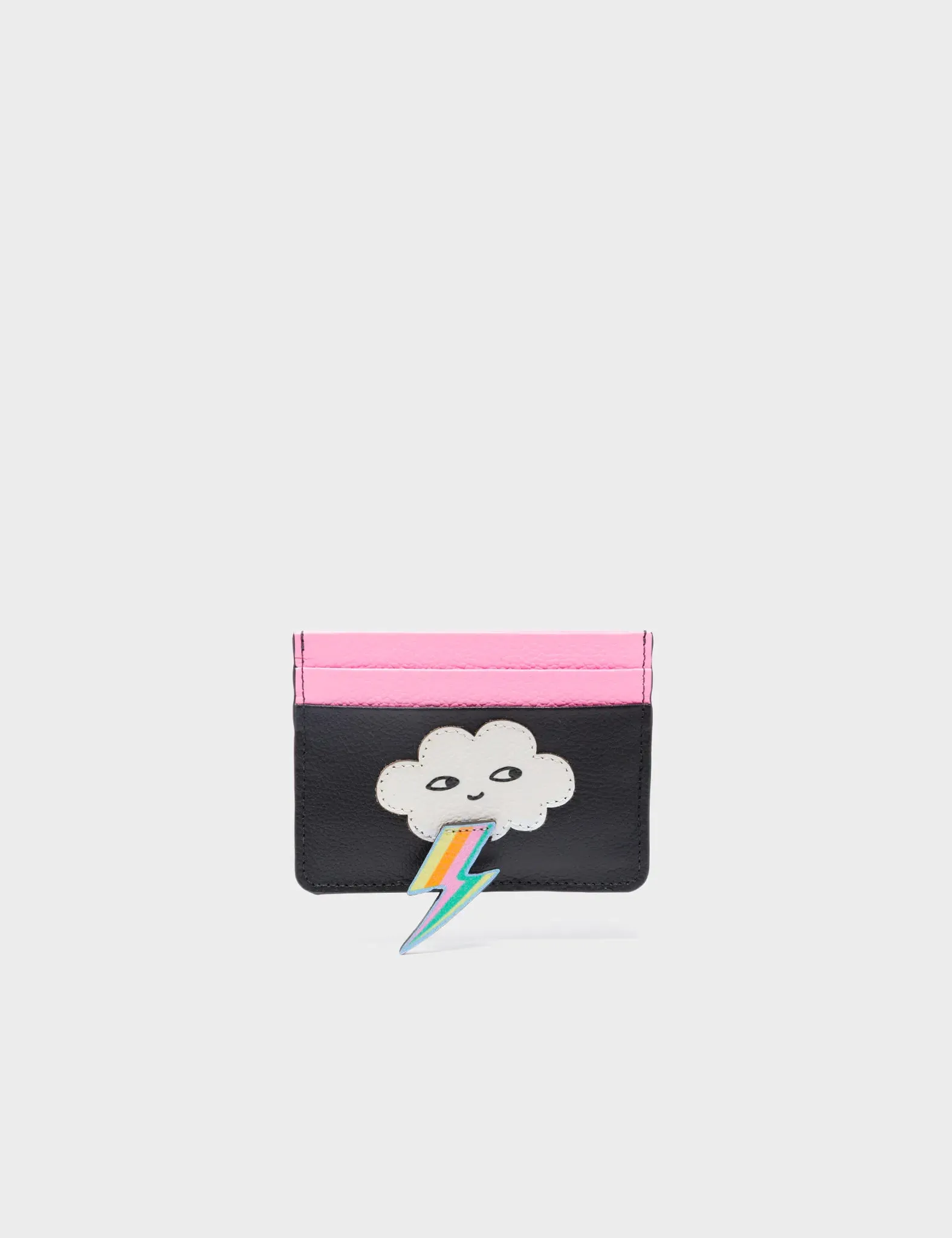 Filium Black Leather Cardholder - Flashie the Cloud Applique