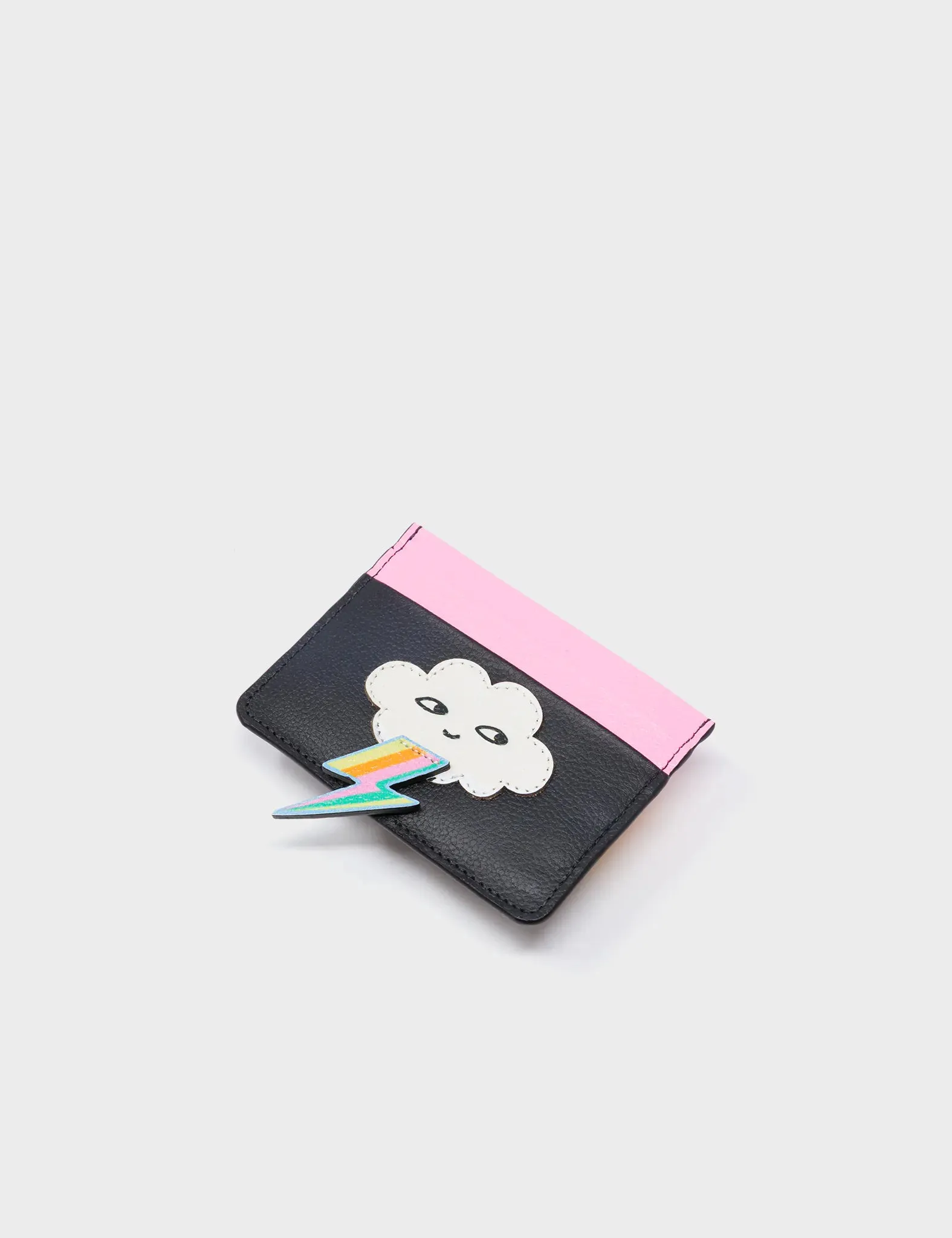 Filium Black Leather Cardholder - Flashie the Cloud Applique