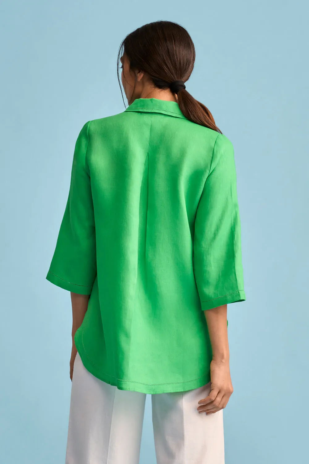French Linen Shirt - Vibrant Green